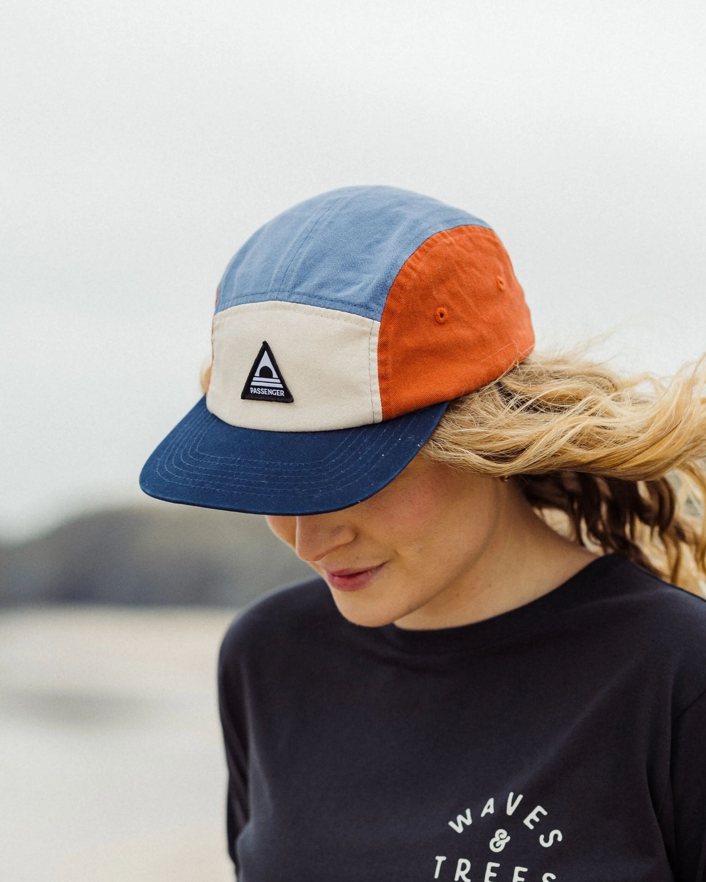 Womens_Fixie Recycled 5 Panel Cap - Sunrise Orange/ Moonlight Blue Multi - Lifestyle