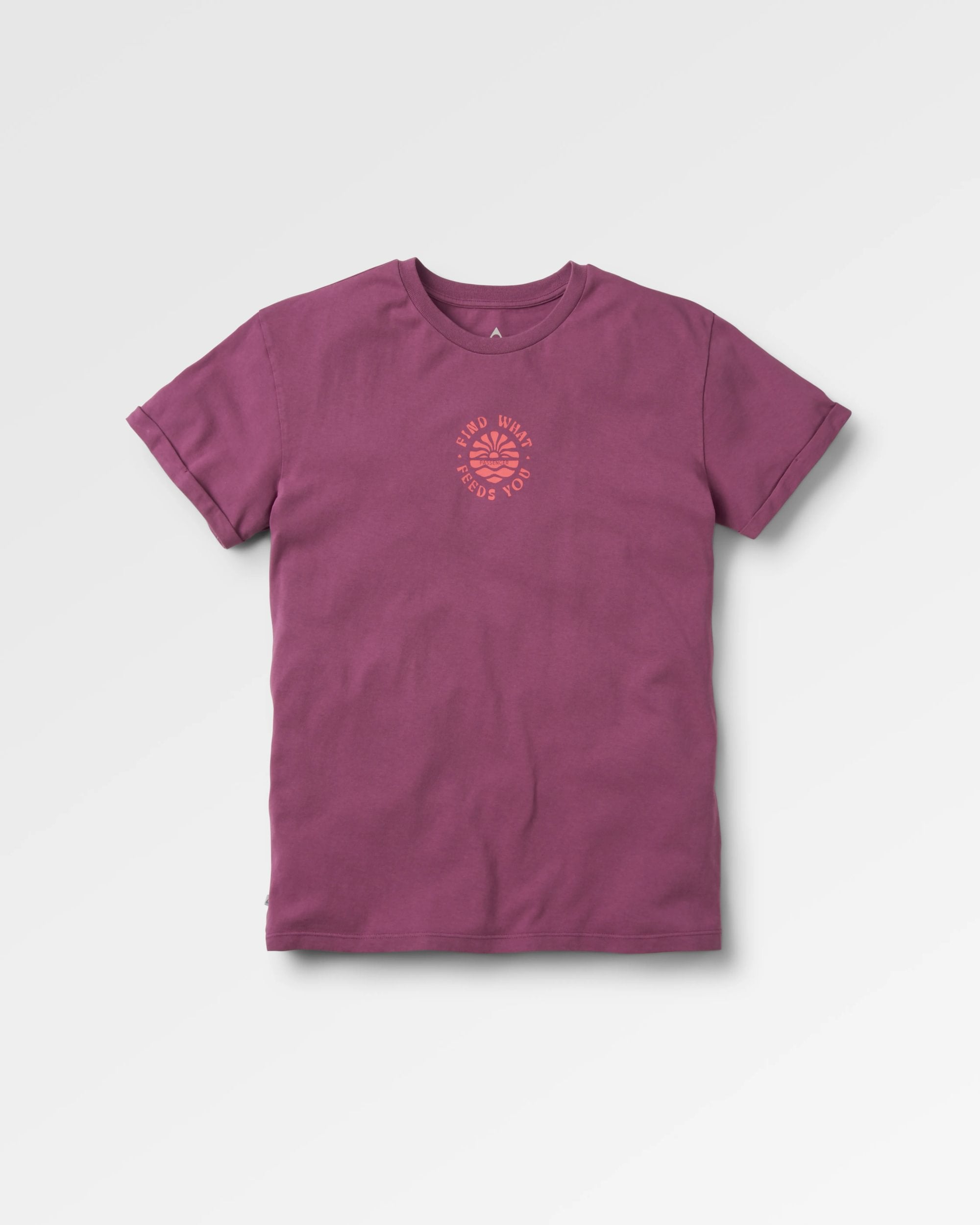 Discovery Rolled Sleeve T-Shirt - Berry - Flatlay