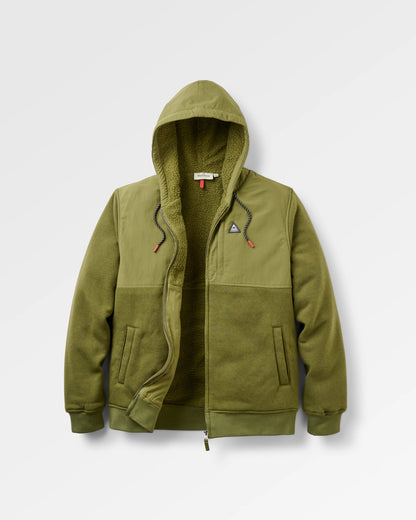 Tidal Full Zip Fleece Lined Hoodie - Khaki - Flatlay