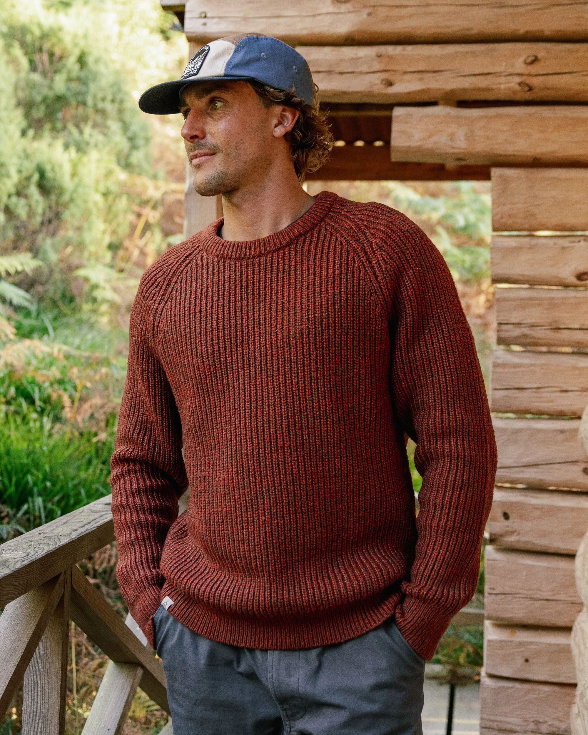 Fog Recycled Knitted Jumper - Red Ochre - Lifestyle