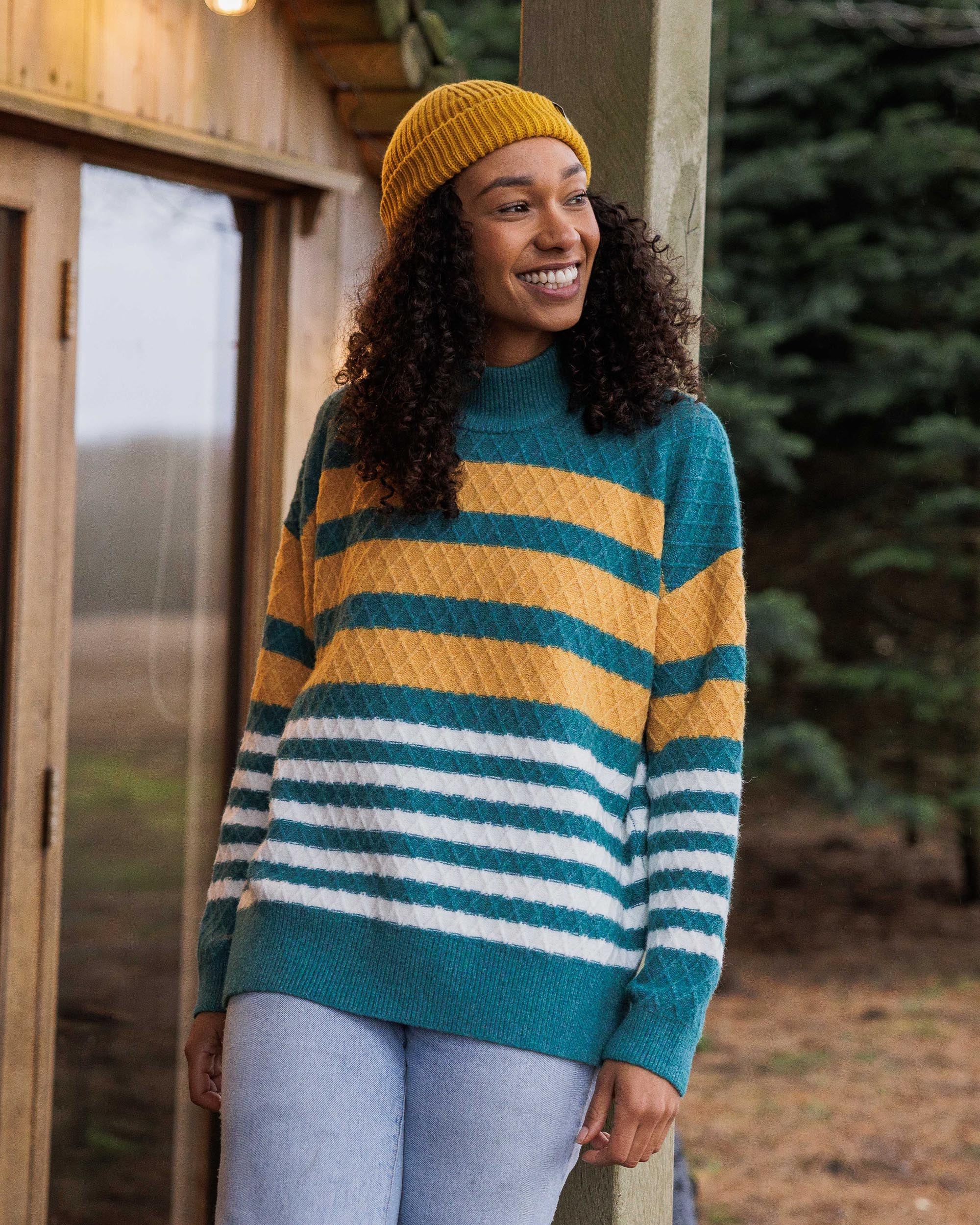 Ramble Recycled Knitted Jumper - Mediterranean - Lifestyle