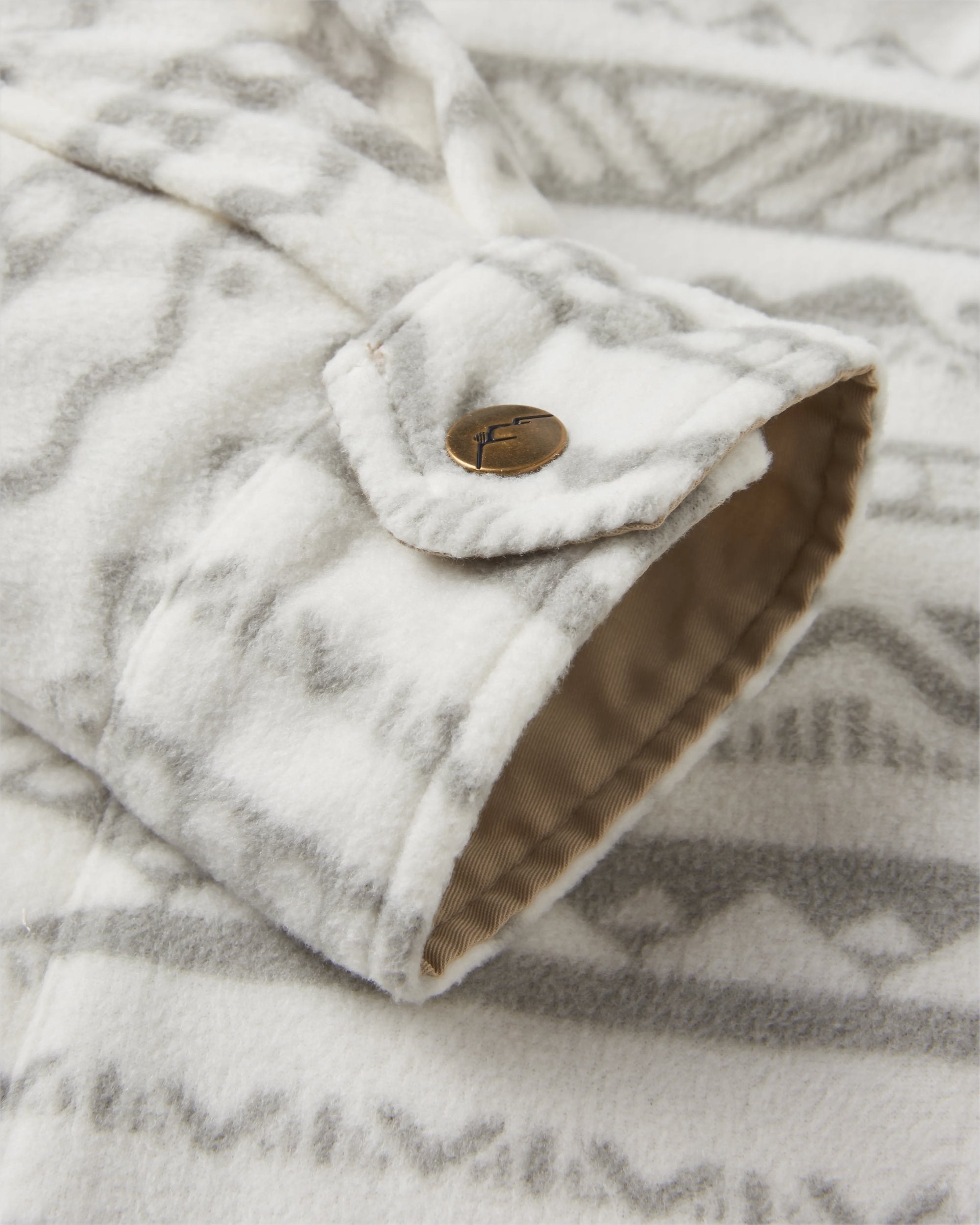 East Recycled Polar Fleece Shirt - Mountain Geo Vintage White - Flatlay