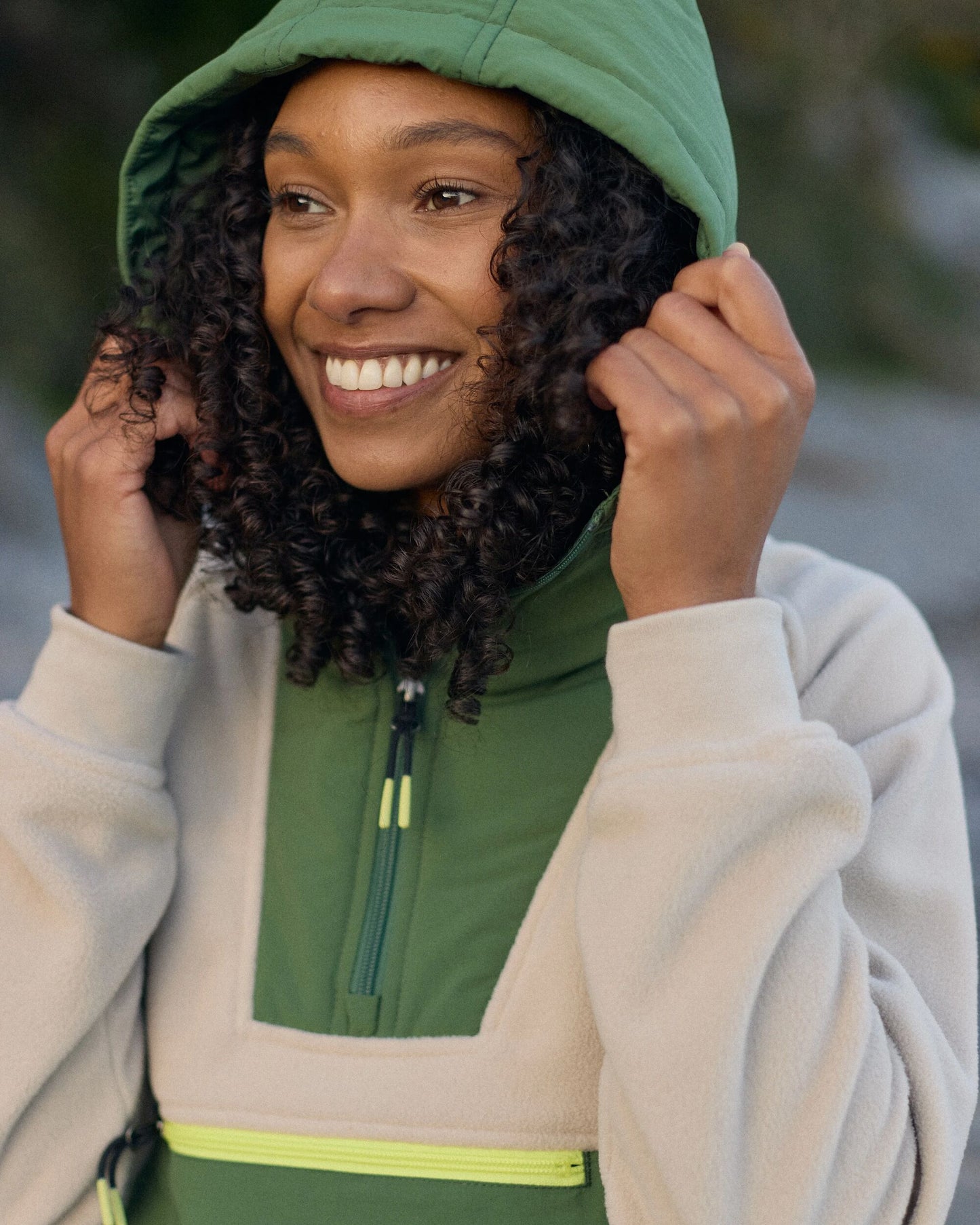 Alexander Recycled Hooded Polar Fleece  - Feather/Wild Green - Lifestyle