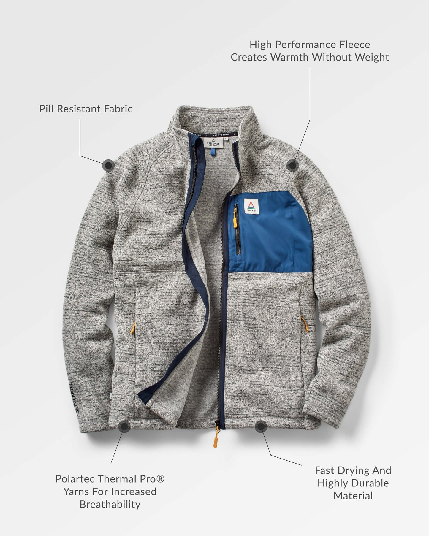 Incline Recycled Polartec® Fleece - Grey Marl