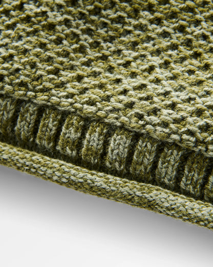 Shore Organic Cotton Knitted Jumper - Khaki - Flatlay