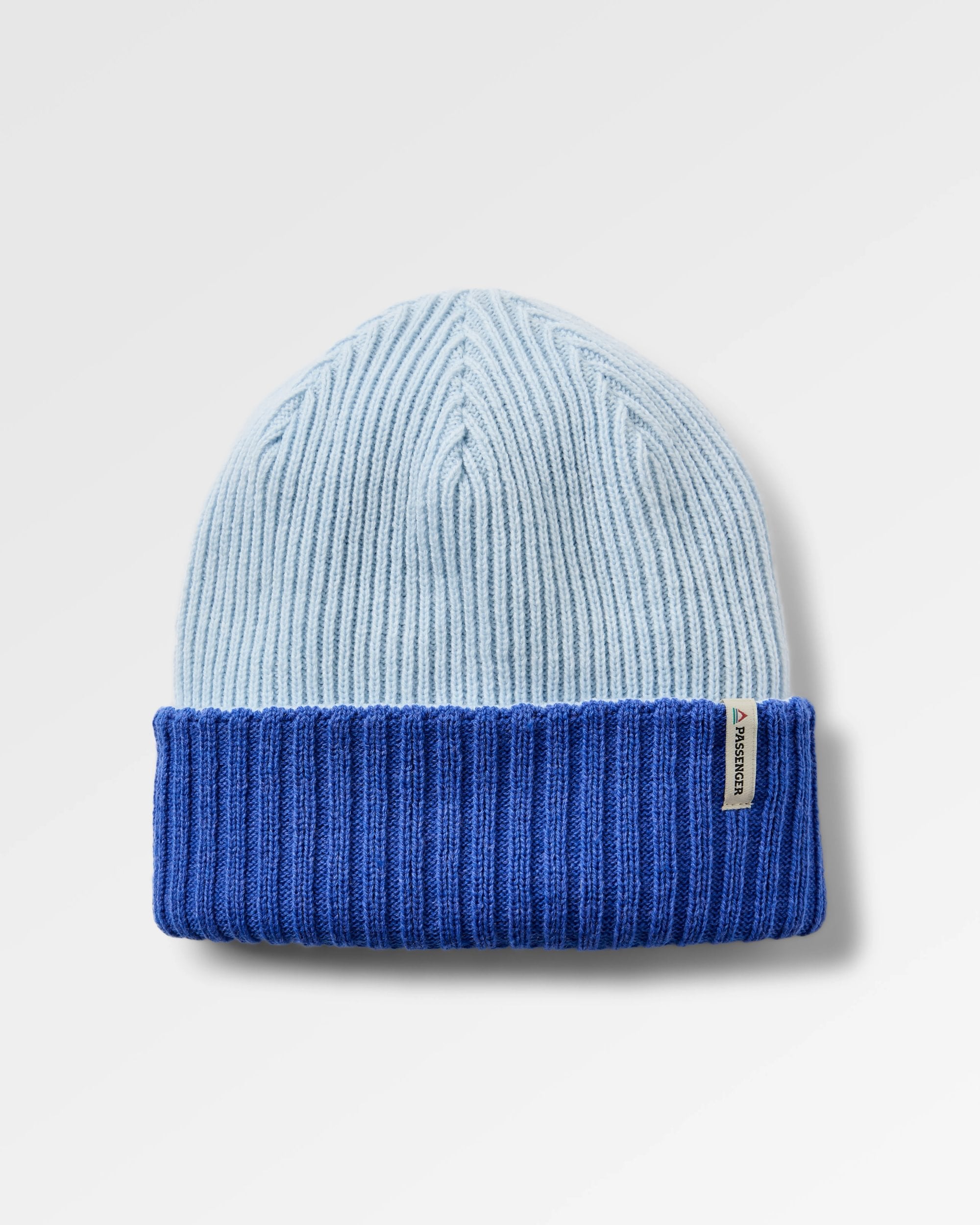 Outlook Reversible Recycled Beanie - Ice Blue / Electric Blue - Flatlay