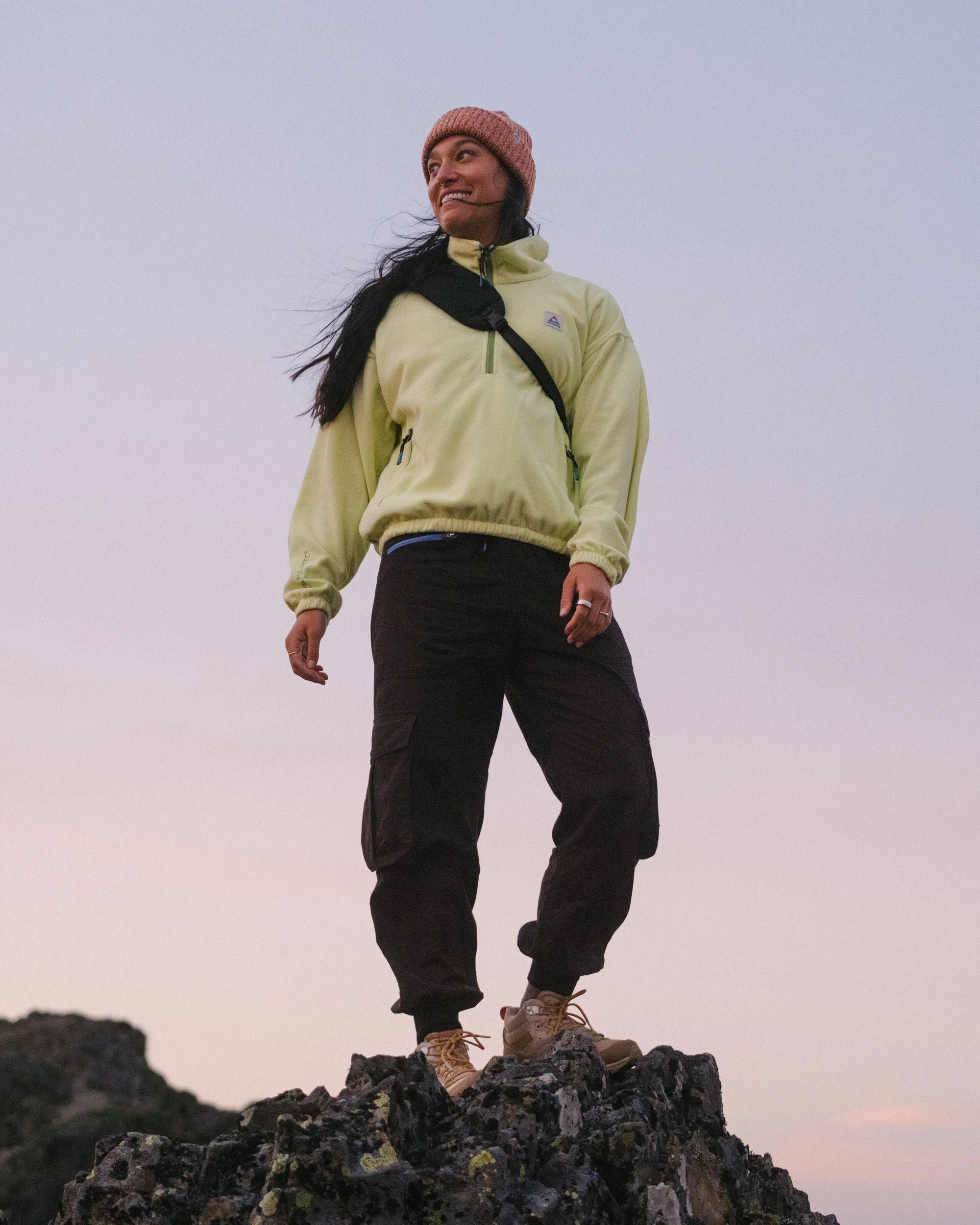 Ayla Recycled Micro Polartec® Fleece - Soft Lime Juice - Lifestyle