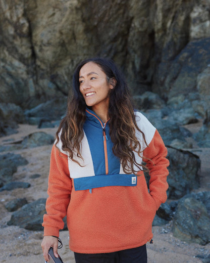 Maren 1/2 Zip Recycled Sherpa Fleece - Burnt Orange