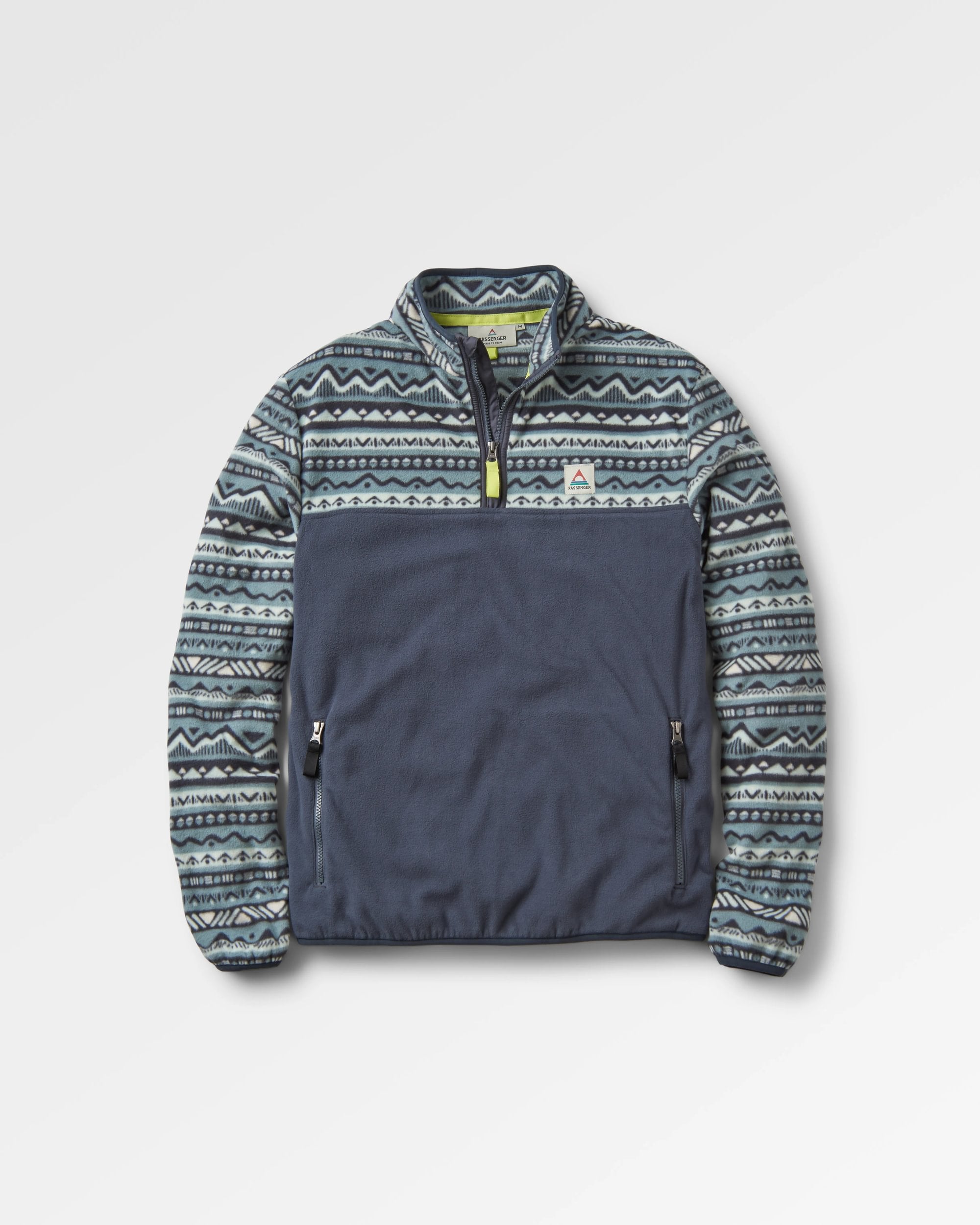 Set Off Recycled Polar 1/4 Zip Fleece - Mountain Geo Stormy Sea - Flatlay