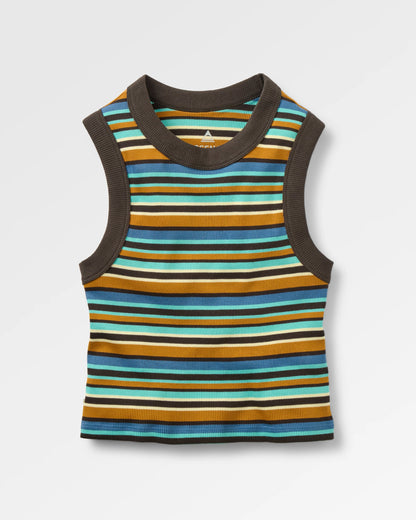 Out There Ribbed Cropped Vest - Espresso Multi Stripe - Flatlay