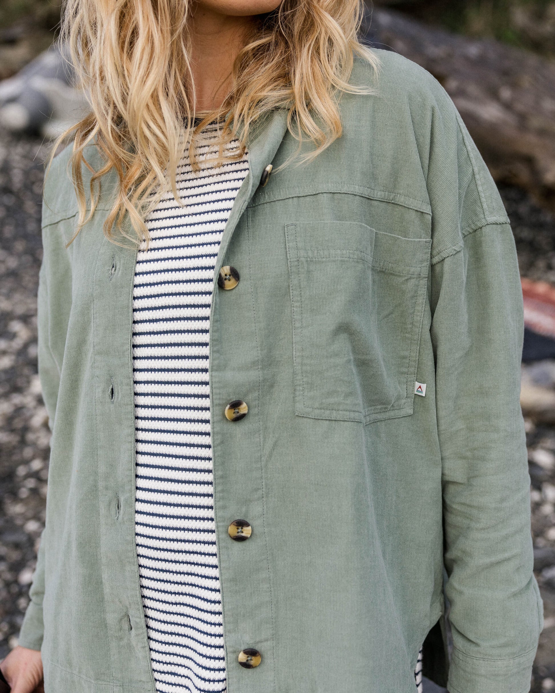 Rootsy Organic Cord LS Shirt - Pistachio