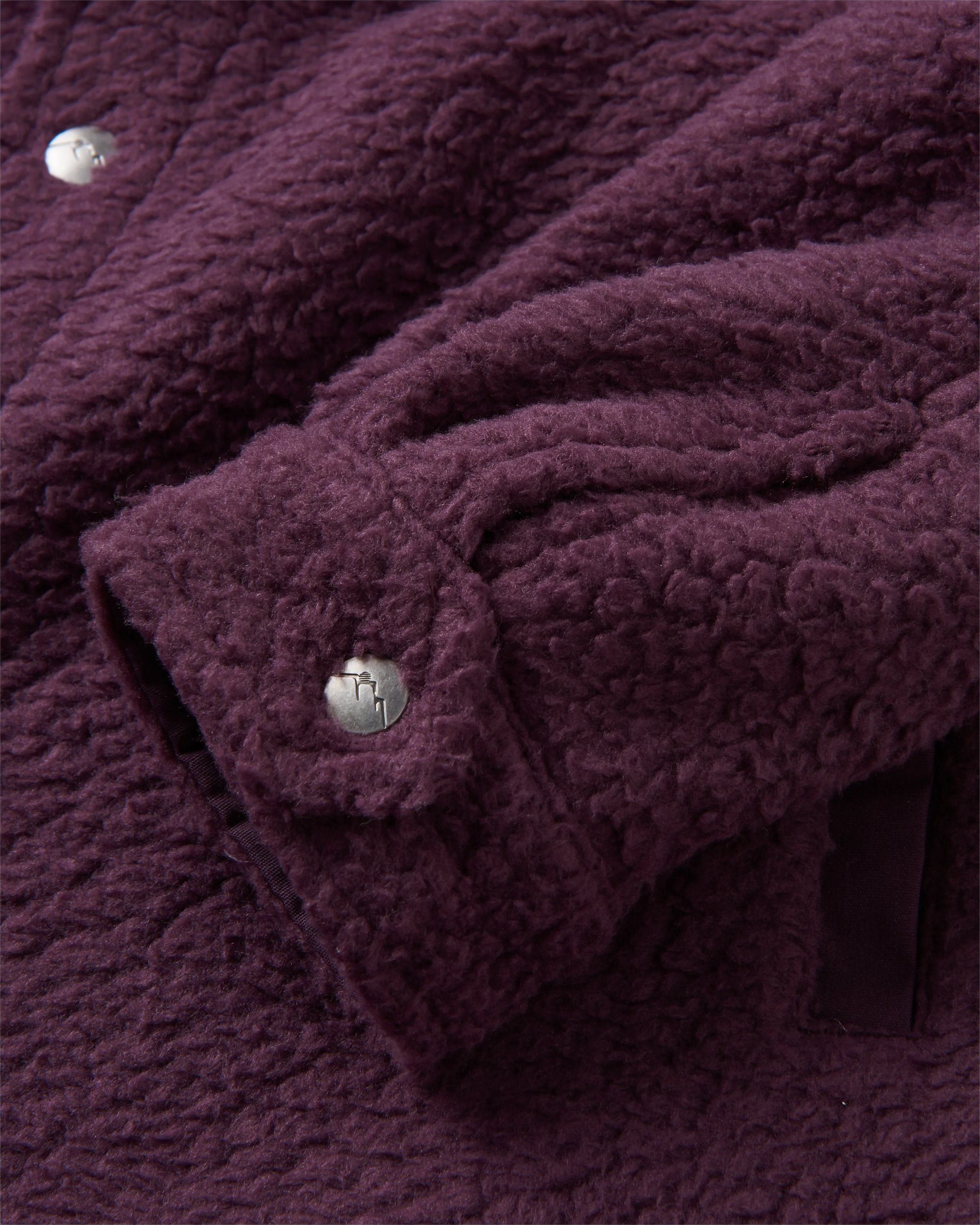 Rappel Recycled Sherpa Oversized Shirt - Deep Plum - Flatlay