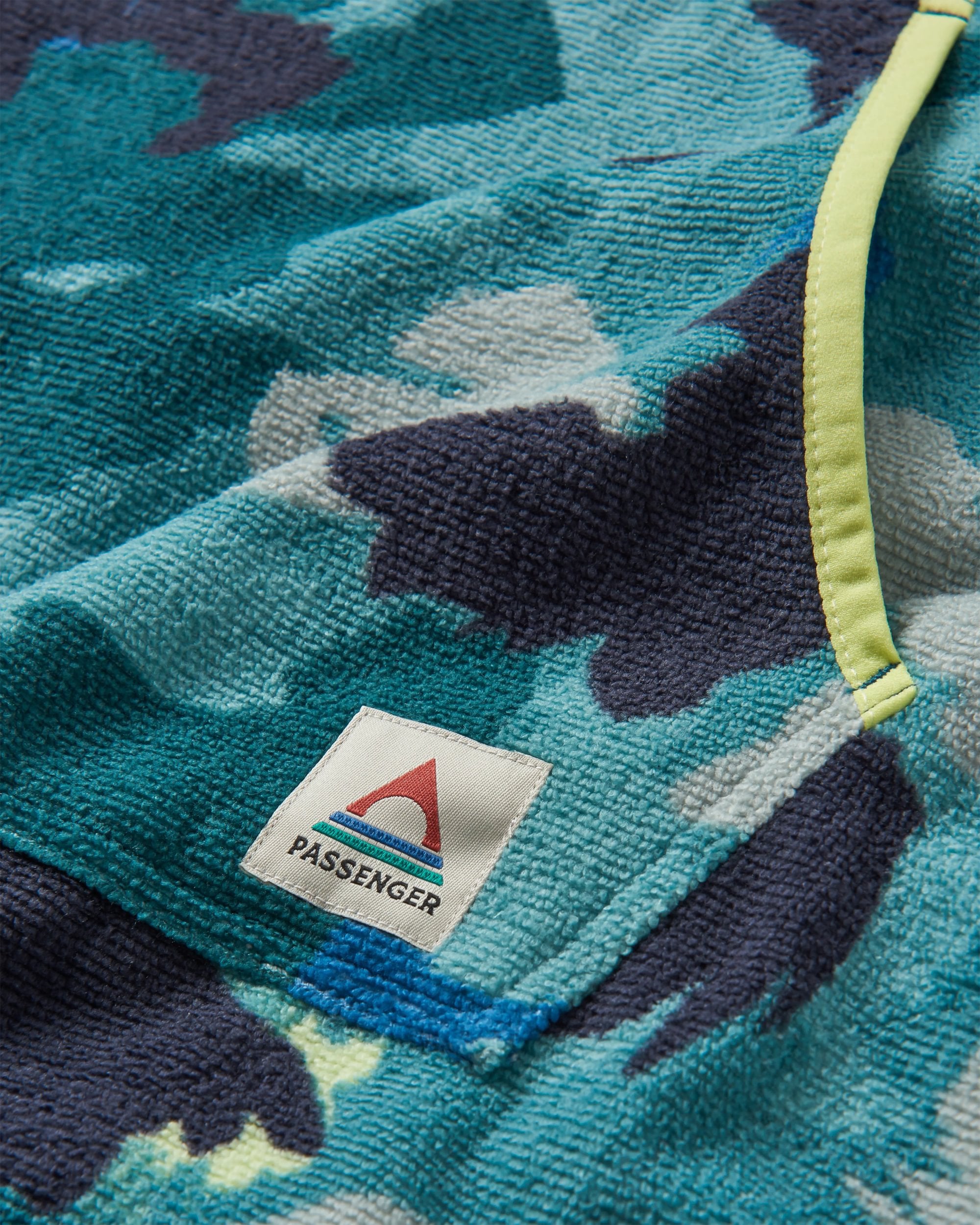 Tulum Recycled Towel Poncho - Alpine Camo Khaki - Flatlay