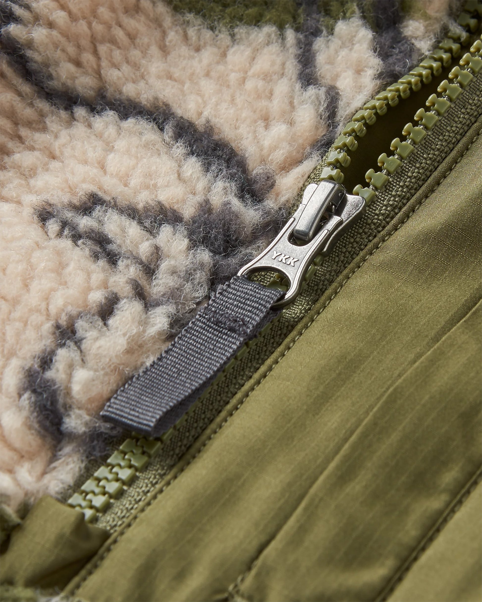 Offroad Recycled Sherpa 1/2 Zip Fleece - Abstract Strata Green - Flatlay