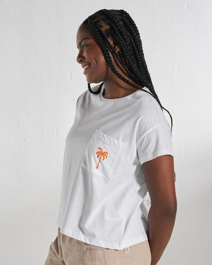 Stack Pocket T-Shirt - White - Studio Model
