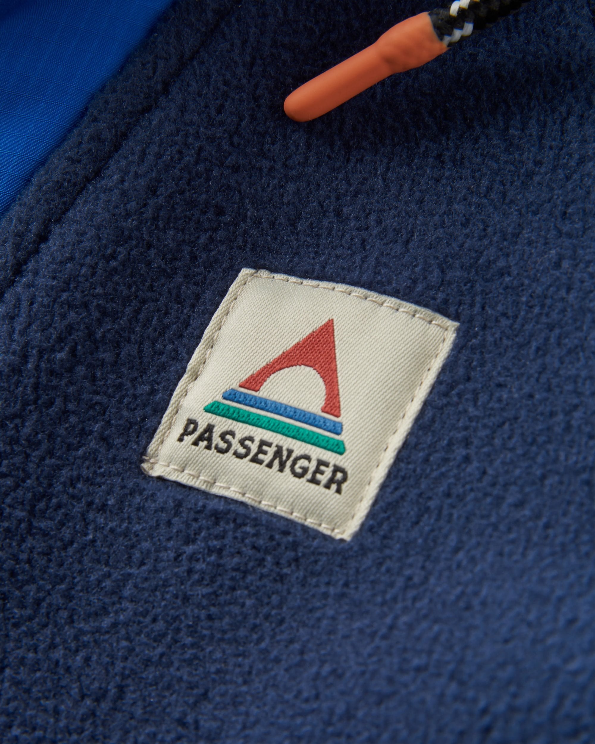 Woodland Hooded 1/2 Zip Recycled Polar Fleece - Rich Navy/Grey Marl - Flatlay