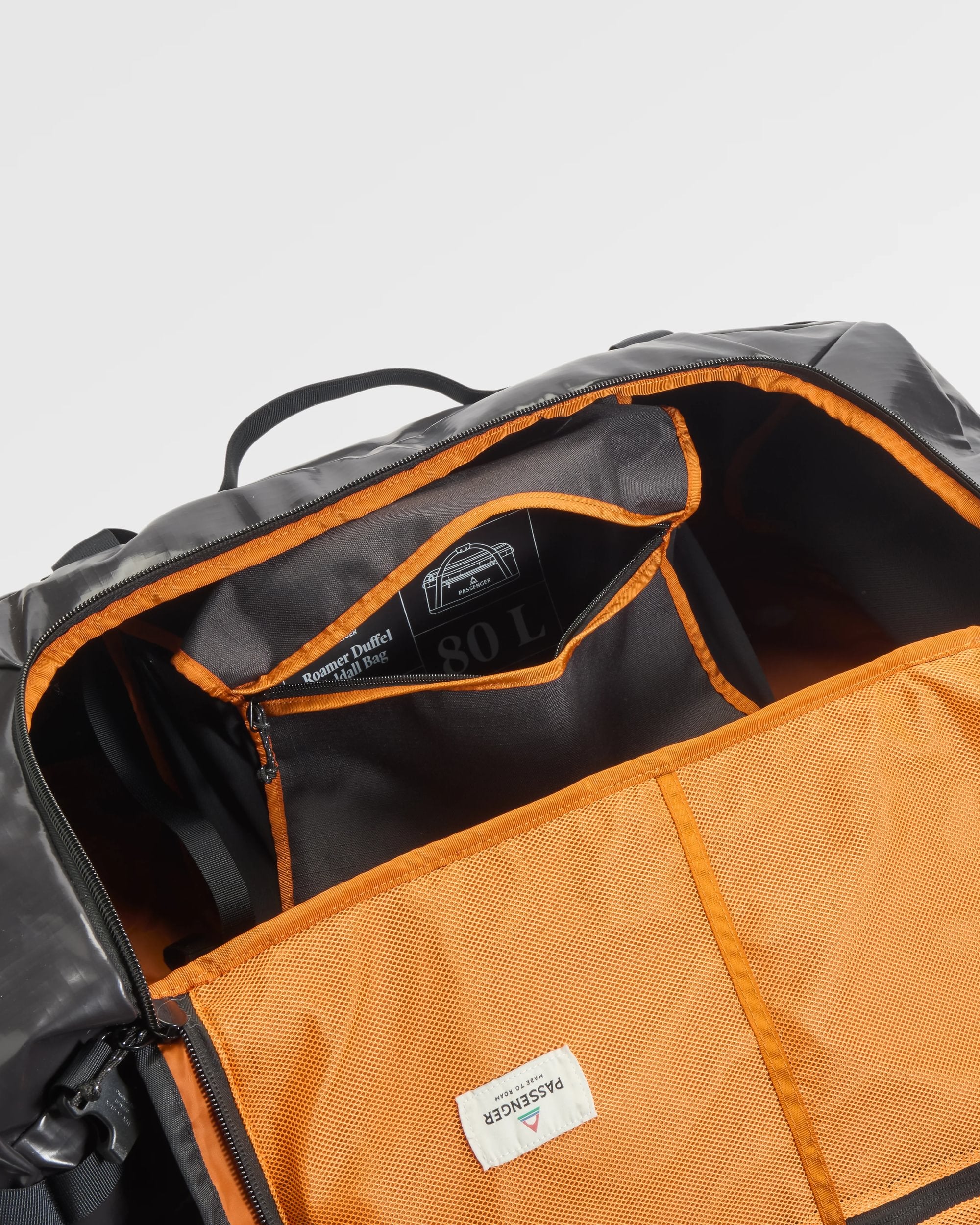 Roamer Recycled 80L Duffel Bag - Phantom Black - Flatlay