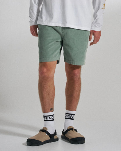 Drifter Cord Short - Pistachio - Studio Model