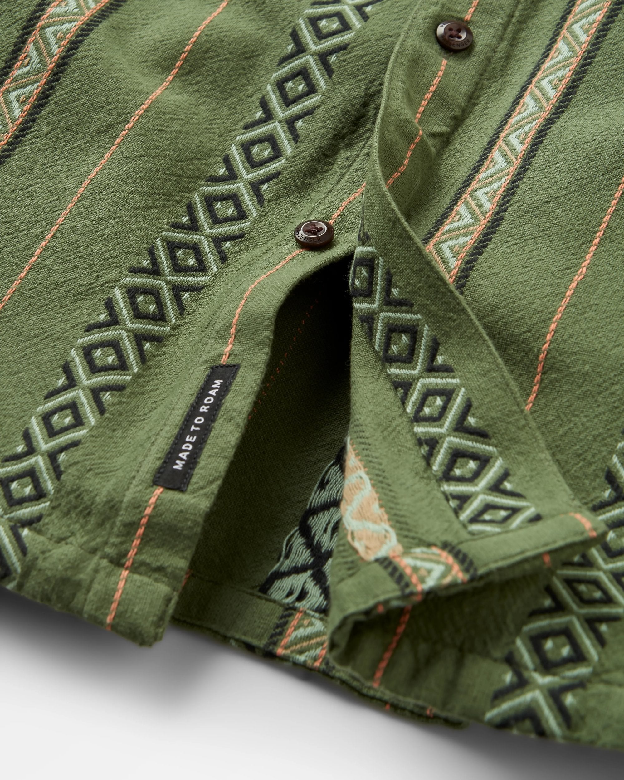 Voyage Jacquard Shirt - Wild Green Stripe - Flatlay