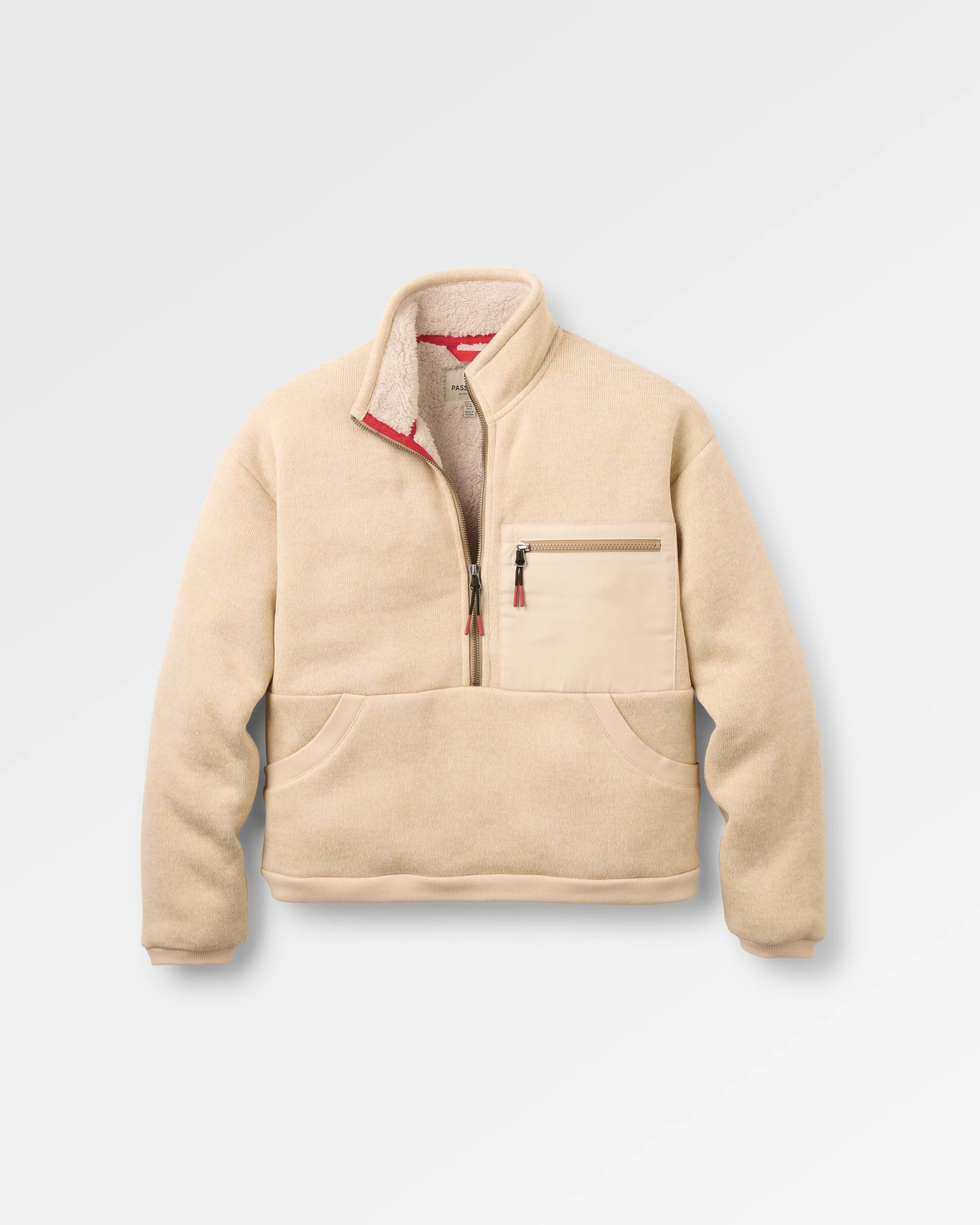 Big Skies Fleece Lined 1/2 Zip Sweatshirt - Oat - Flatlay