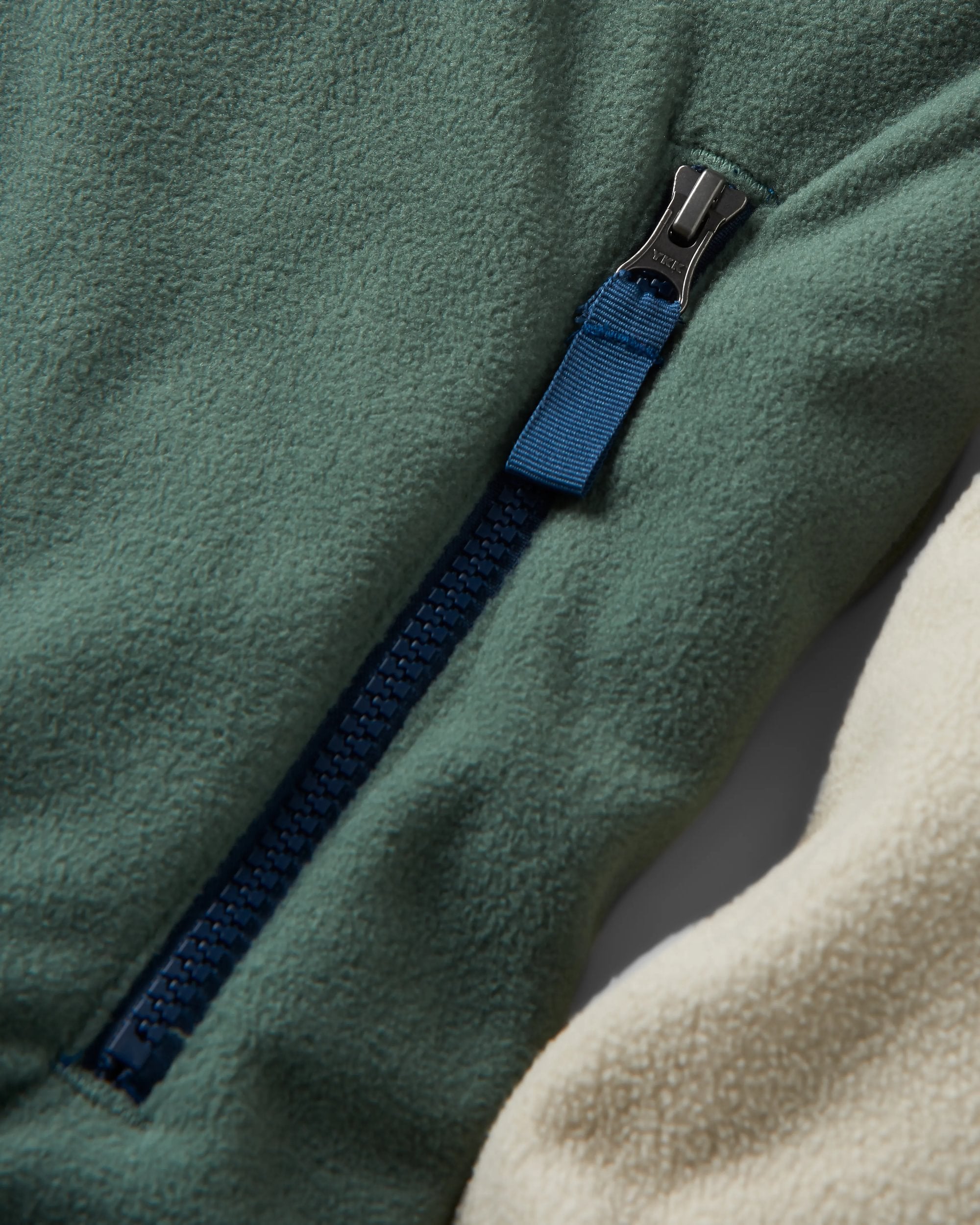 Set Off Recycled Polar 1/4 Zip Fleece - Oatmeal/ Dark Forest - Flatlay