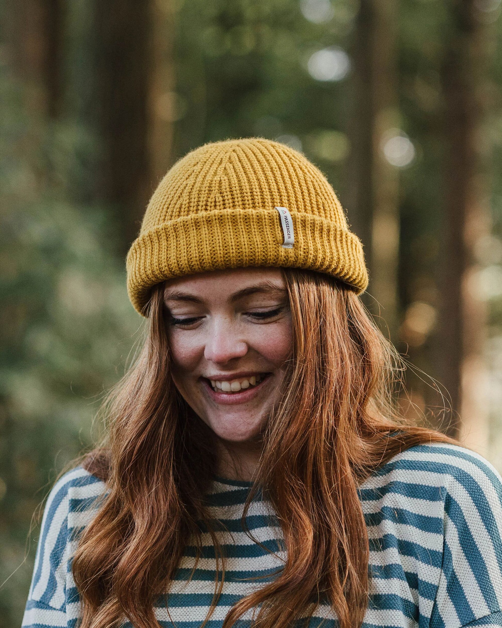 Compass Recycled Beanie - Mustard Yellow - Lifestyle - Female
