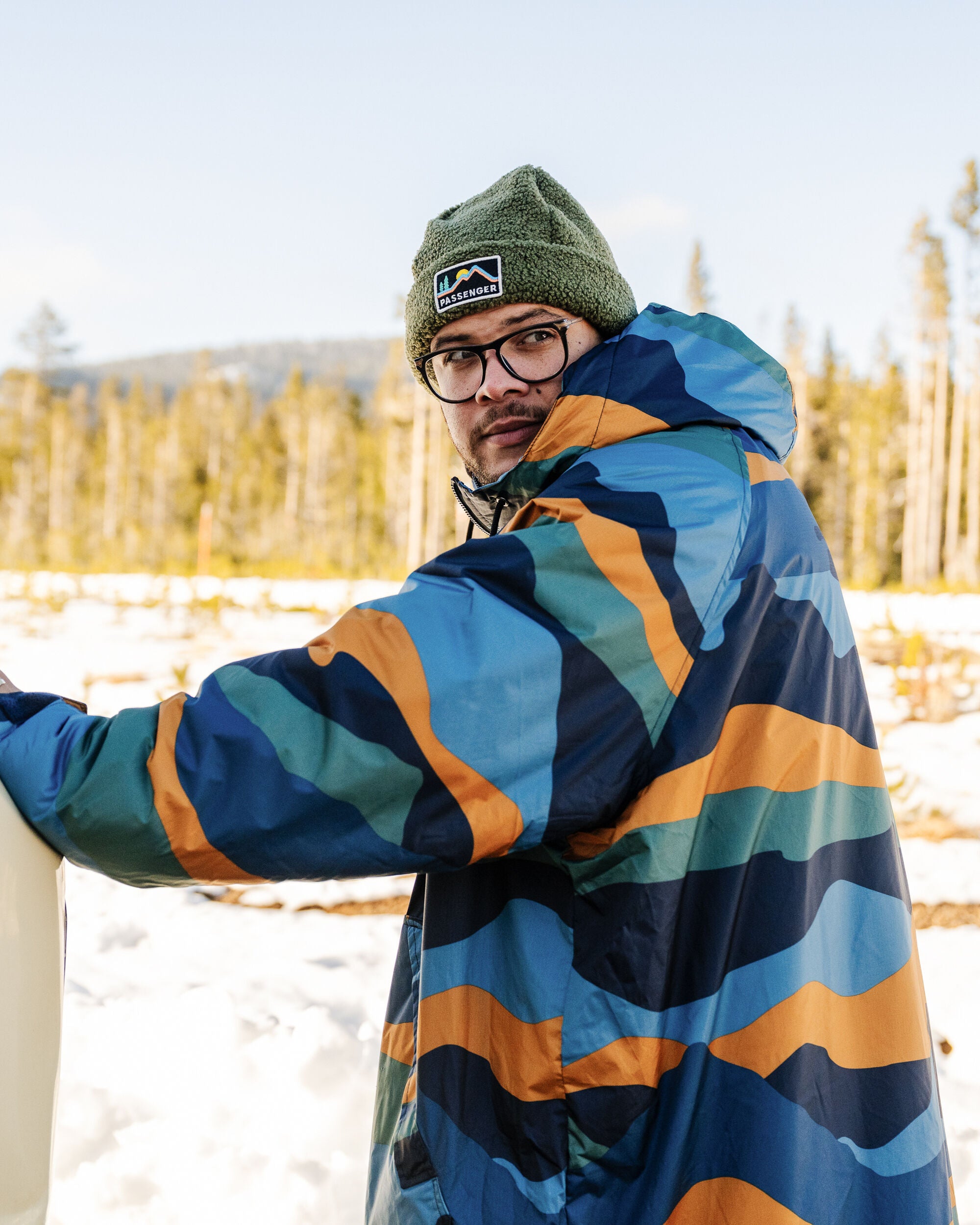 Waves Recycled Sherpa Lined Changing Robe - Scenic Navy - Lifestyle - Male