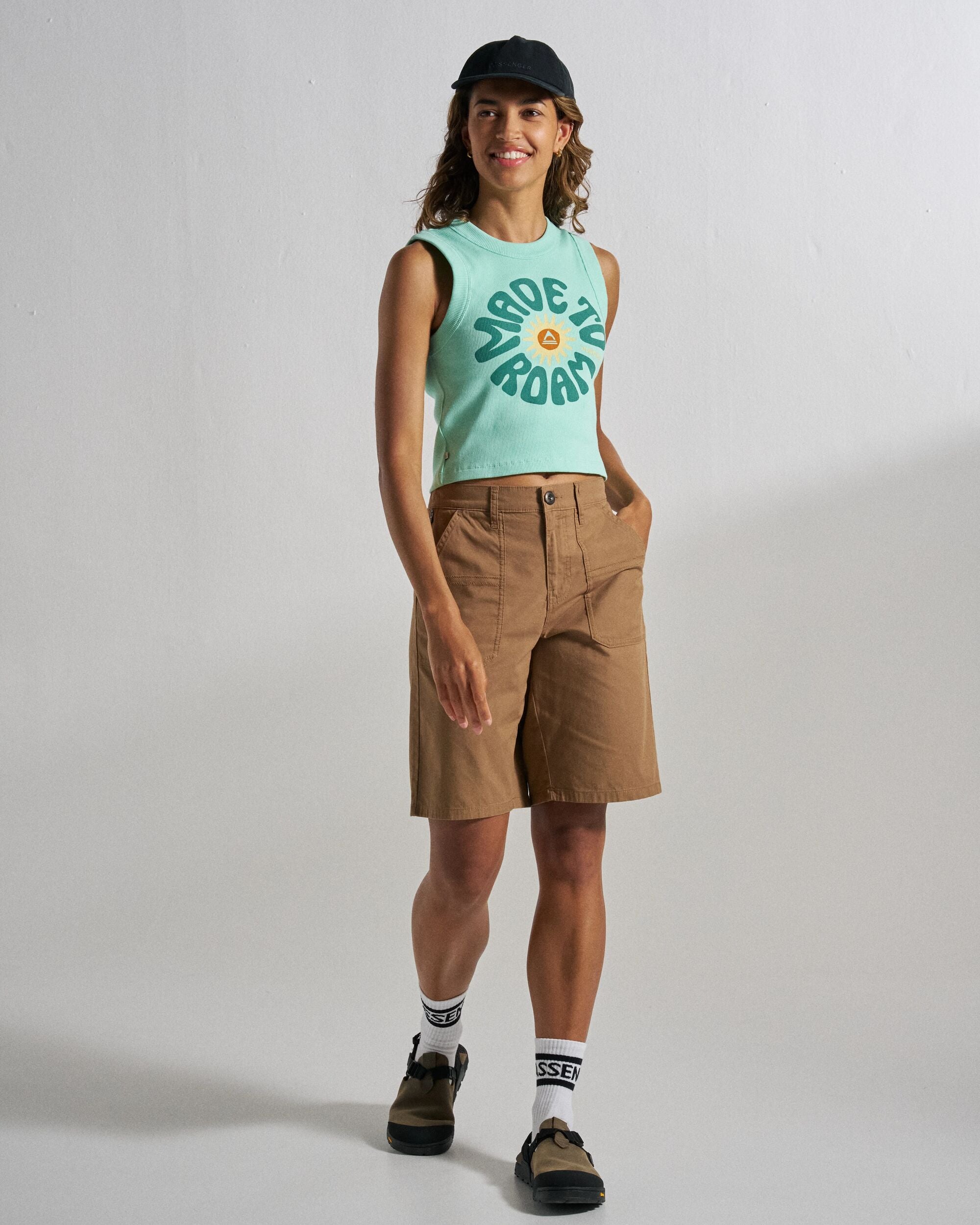 Easy Days Ribbed Graphic Vest - Aquamarine - Studio Model