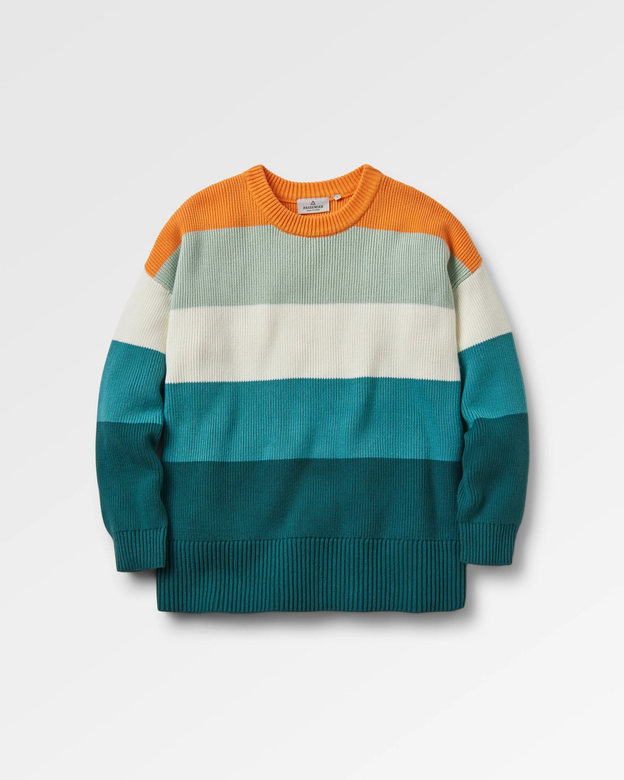 Moments Oversized Organic Knitted Jumper - Multi Stripe - Flatlay