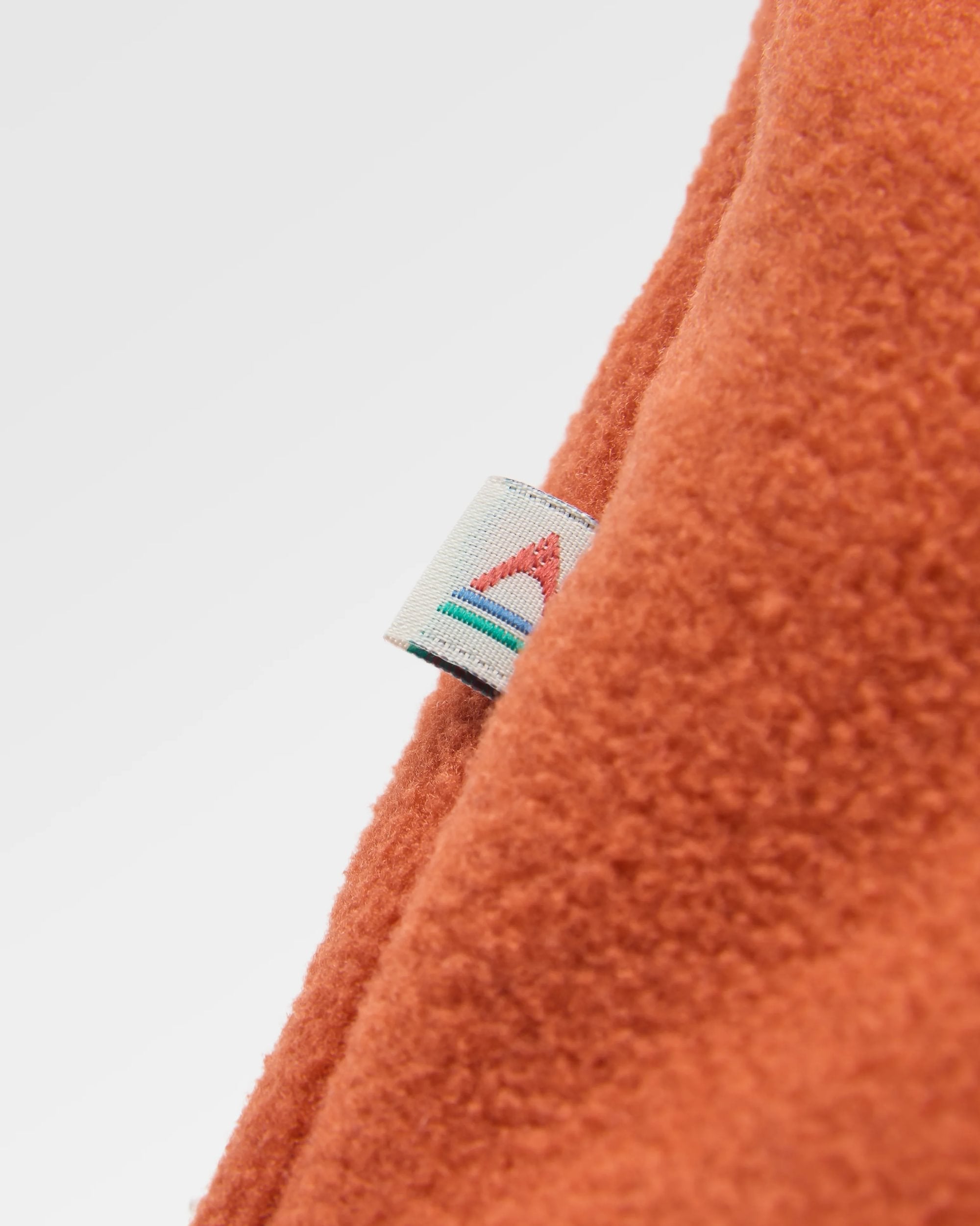 Woodland Hooded 1/2 Zip Recycled Polar Fleece - Baked Clay/Deep Navy - Flatlay