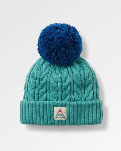 Fireside bobble hat - Pacific Green - Flatlay