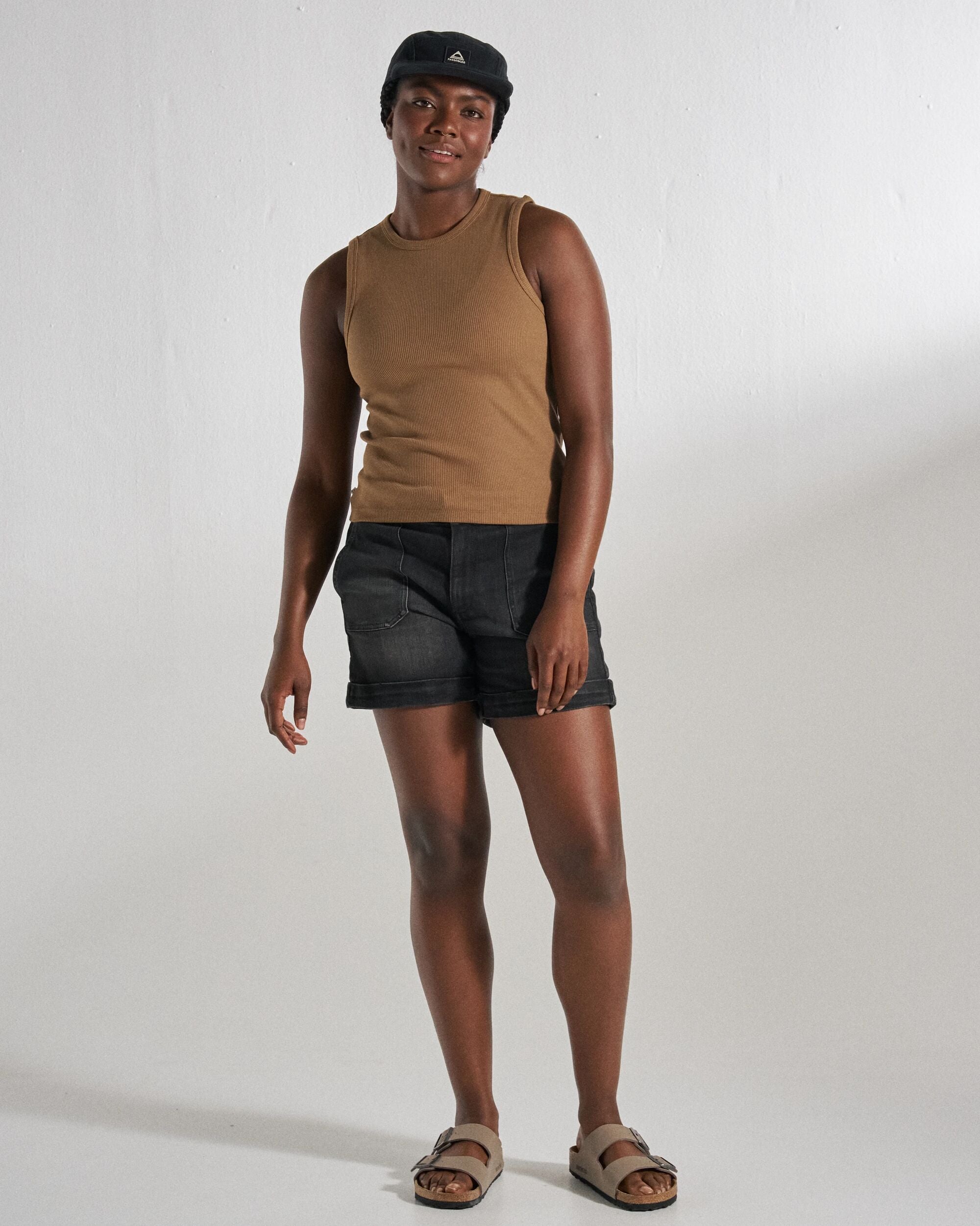 Atmos Ribbed Tank Vest - Caramel Brown - Studio Model