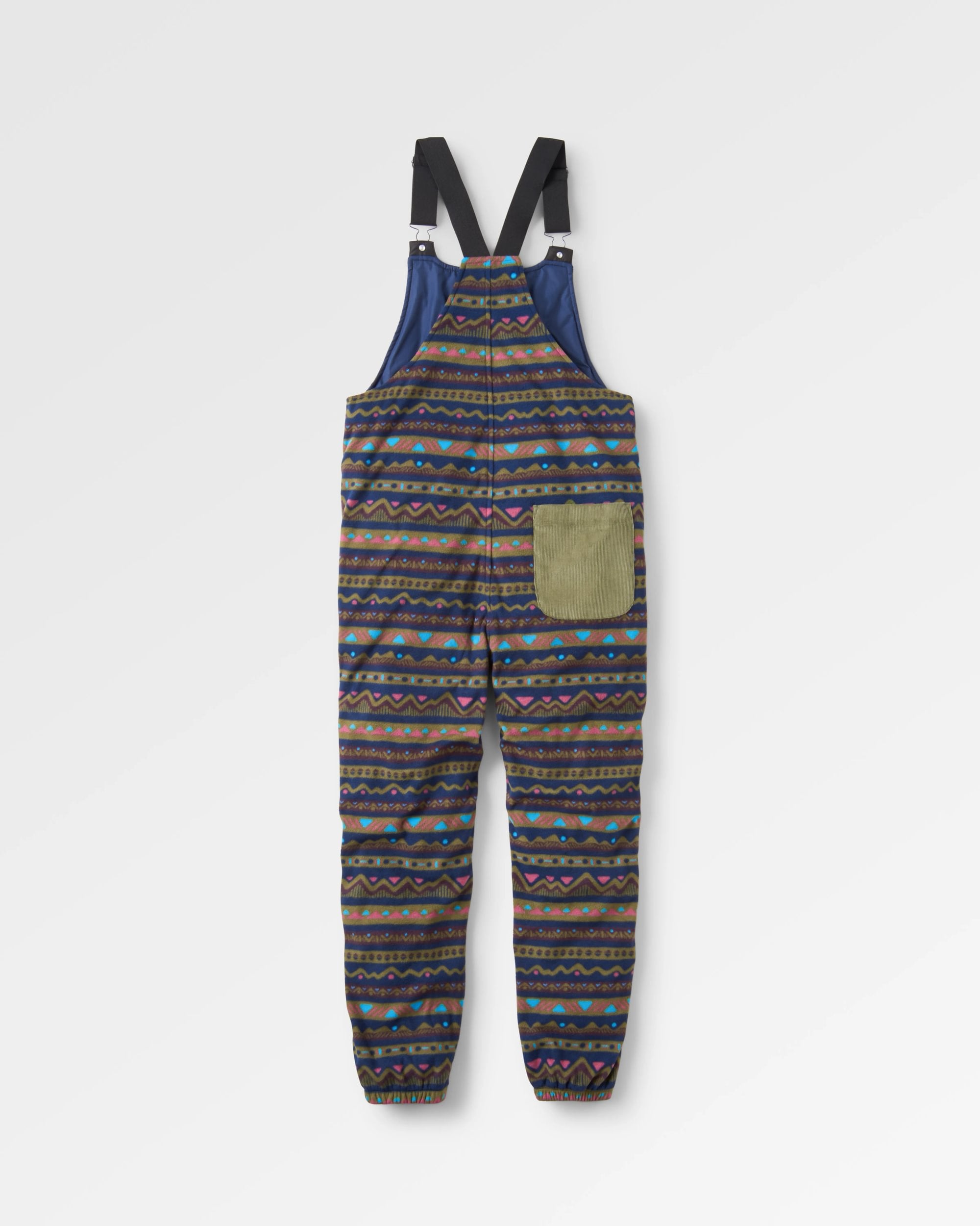 Ace Recycled Polar Fleece Dungarees - Mountain Geo Multi - Flatlay