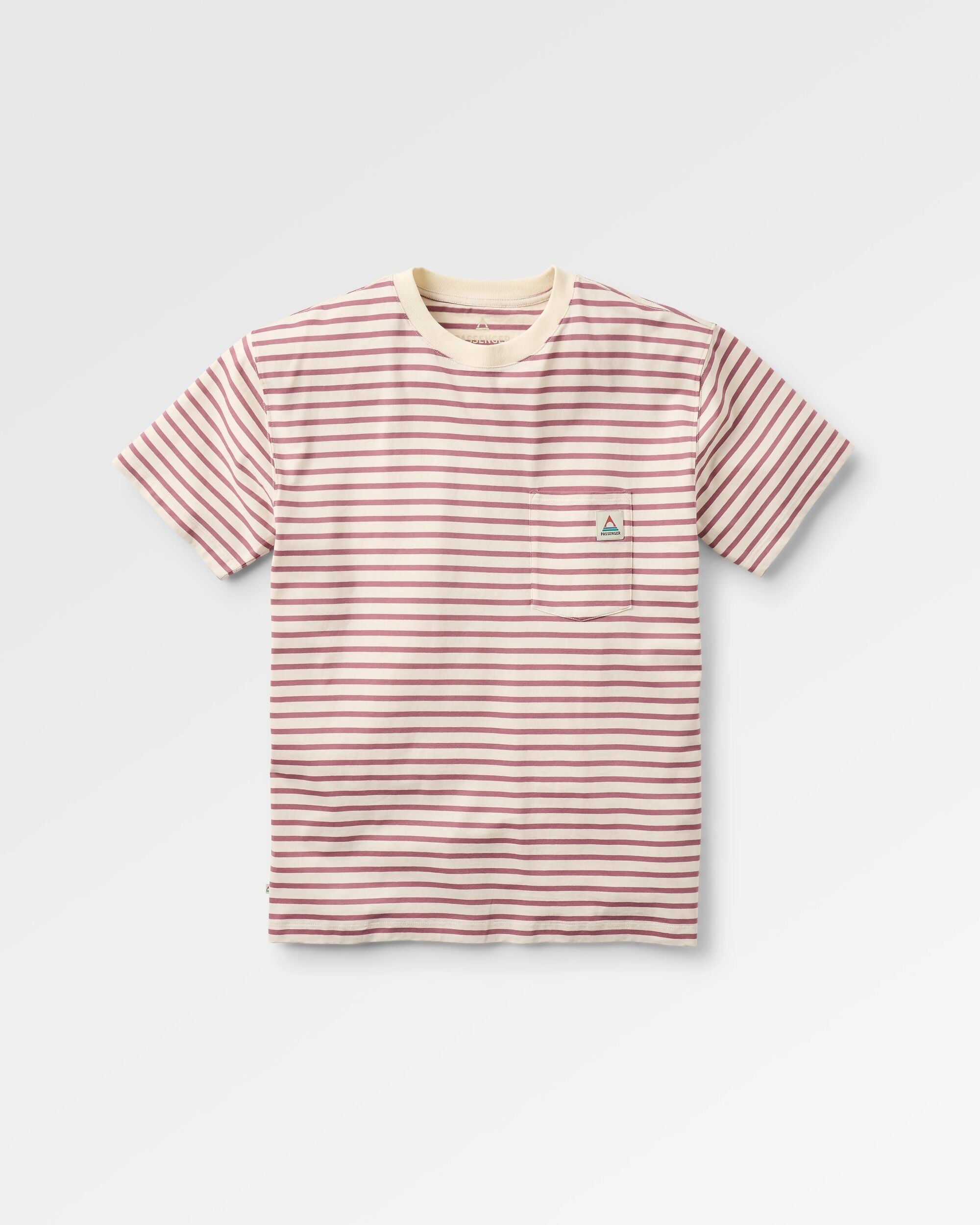 Zen Recycled Relaxed Fit T-Shirt - Mauve Dusk Stripe - Flatlay