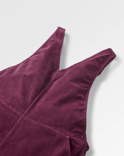 Refuel Organic Cotton Cord Dungarees - Fig - Flatlay