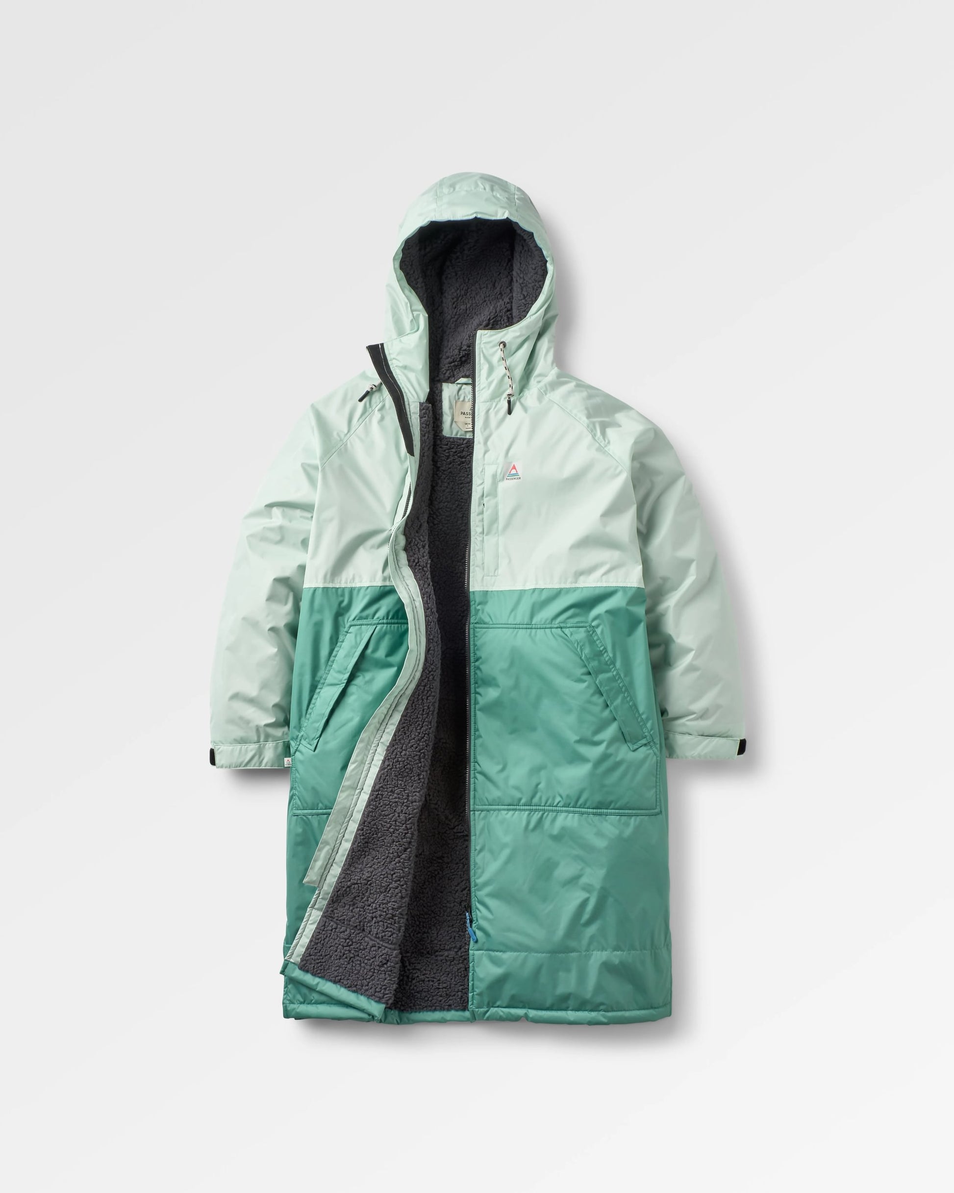 Waves Recycled Sherpa Lined Changing Robe - Spearmint/Deep Ocean
