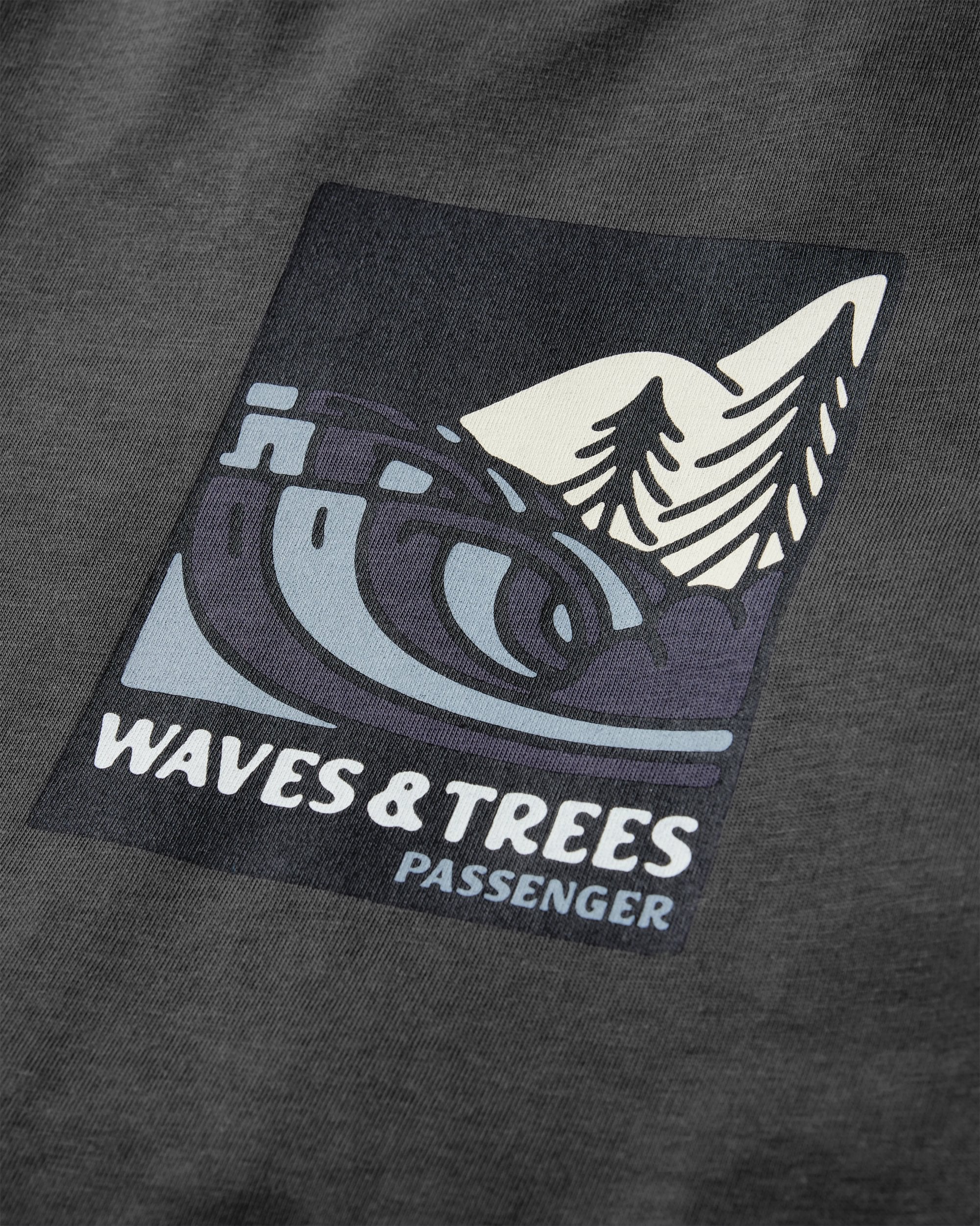 Waves & Trees Organic Cotton T-Shirt - Charcoal - Flatlay