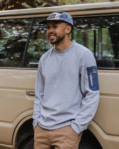 Forestscape Recycled Grid Fleece Crew - Grey Marl - Lifestyle