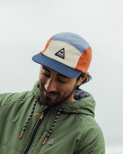 Male_Fixie Recycled 5 Panel Cap - Sunrise Orange/ Moonlight Blue Multi