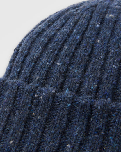 Fisherman Merino Wool Beanie - Blue Navy - Flatlay