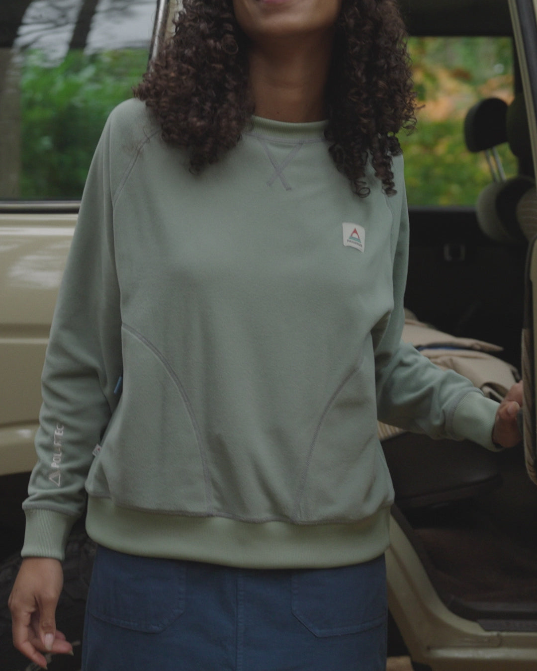 Ayla Micro Polartec® Crew Fleece - Pistachio - Lifestyle