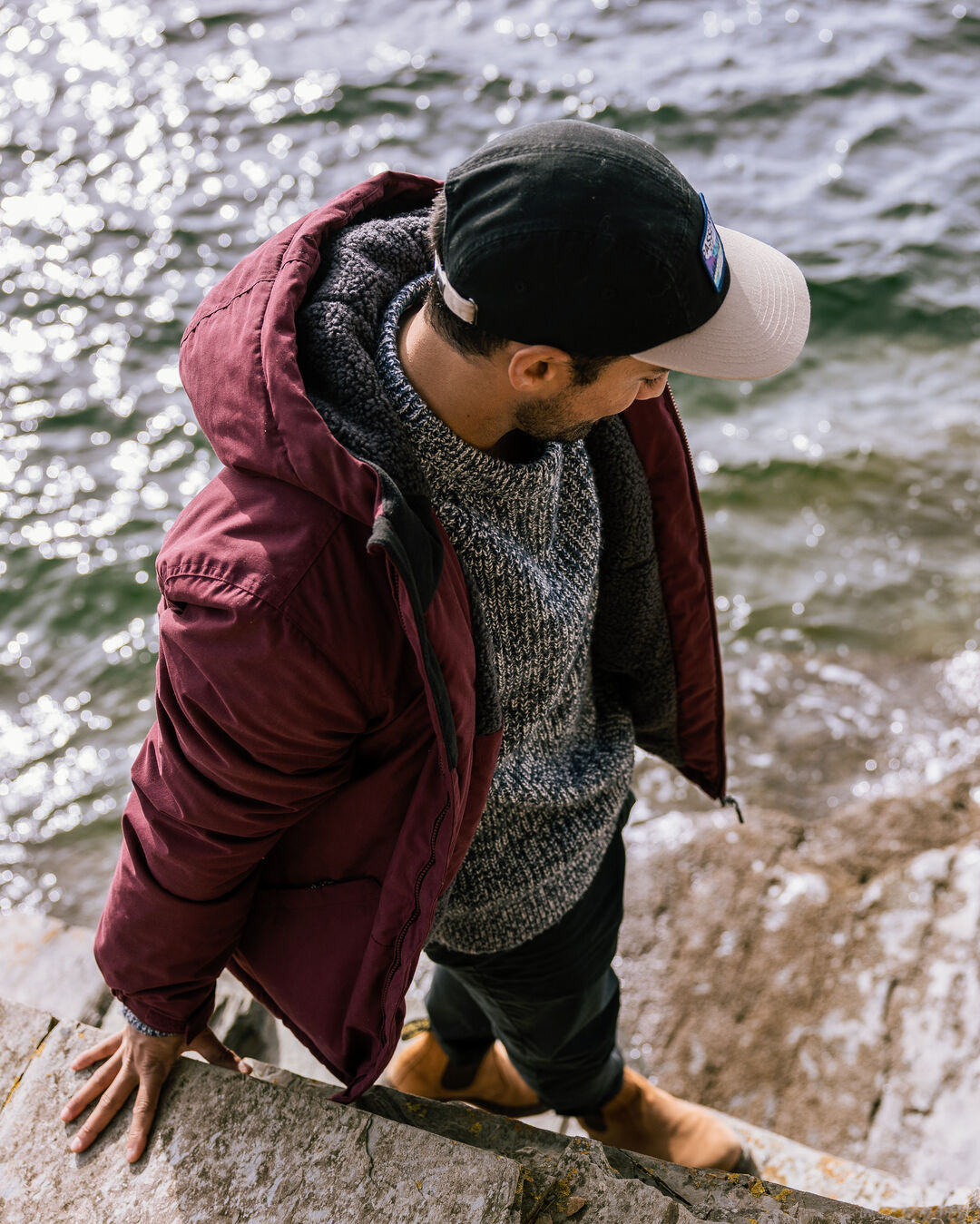 Discover Recycled Sherpa Lined Jacket - Wine - Lifestyle