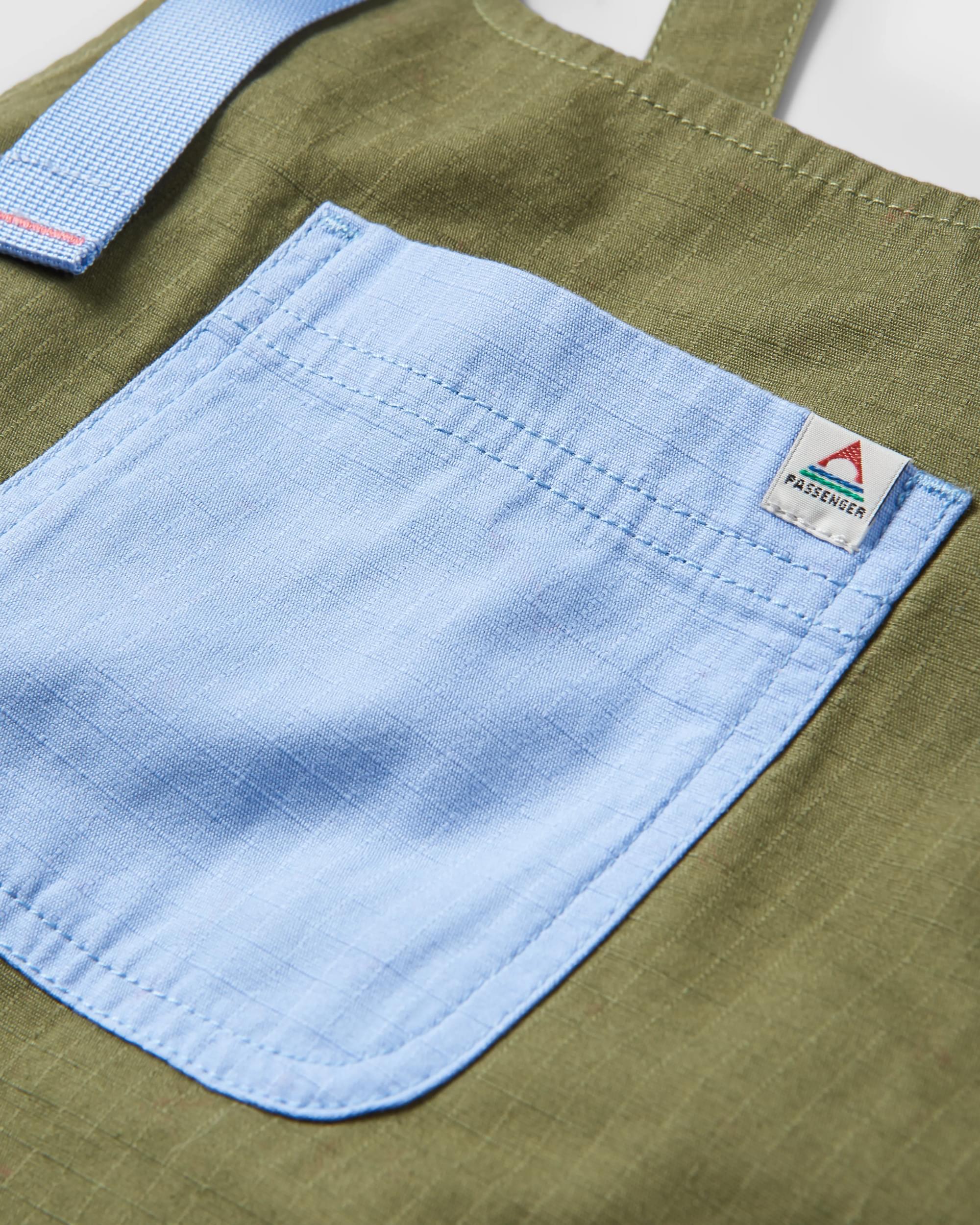 Flo Organic Pinafore Dress - Khaki - Flatlay