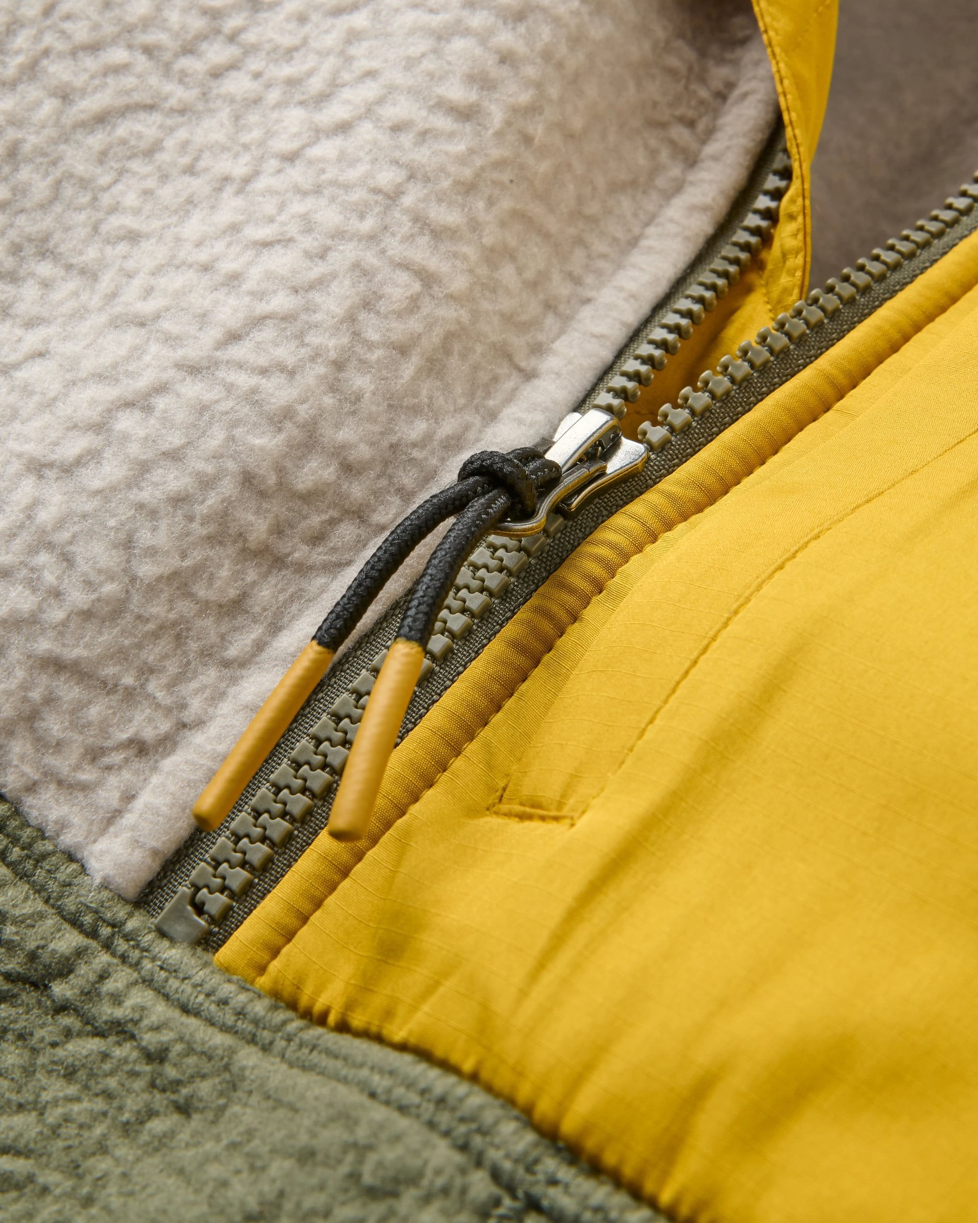 Home Recycled Sherpa Fleece - Vintage White/Dusty Olive - Flatlay