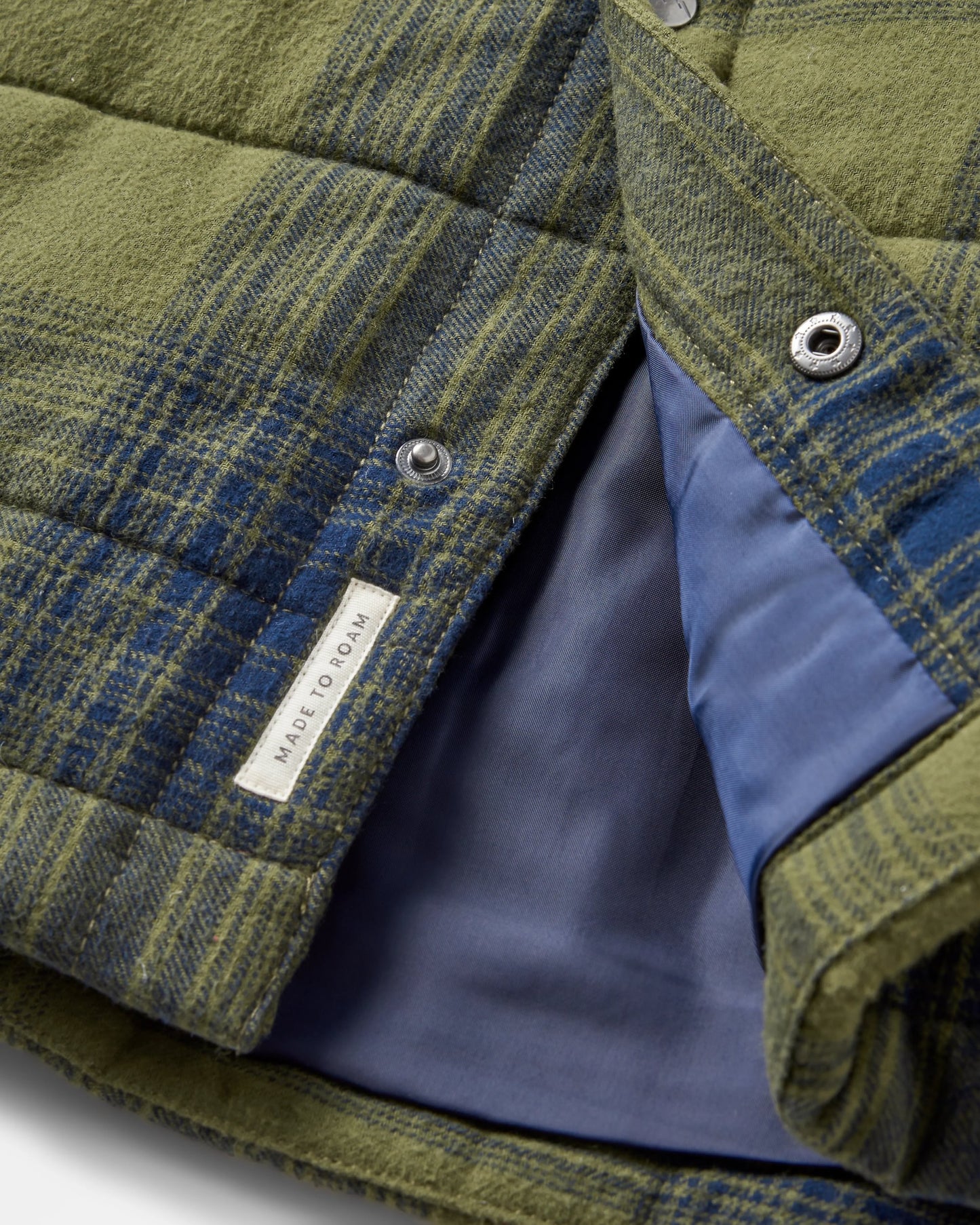 Taranaki Quilted Overshirt - Navy/Khaki Check