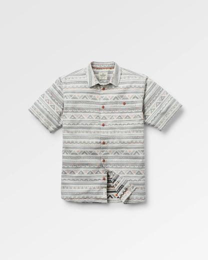 Chill Textured Organic Cotton Short Sleeve Shirt - Geo Track Storm Grey - Flatlay