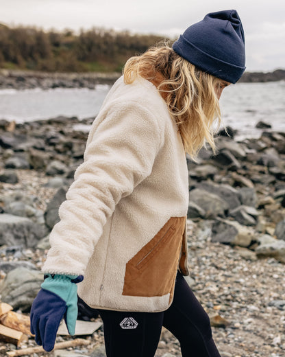 Clover Recycled Cotton-Lined Sherpa Fleece - Vintage White - Lifestyle