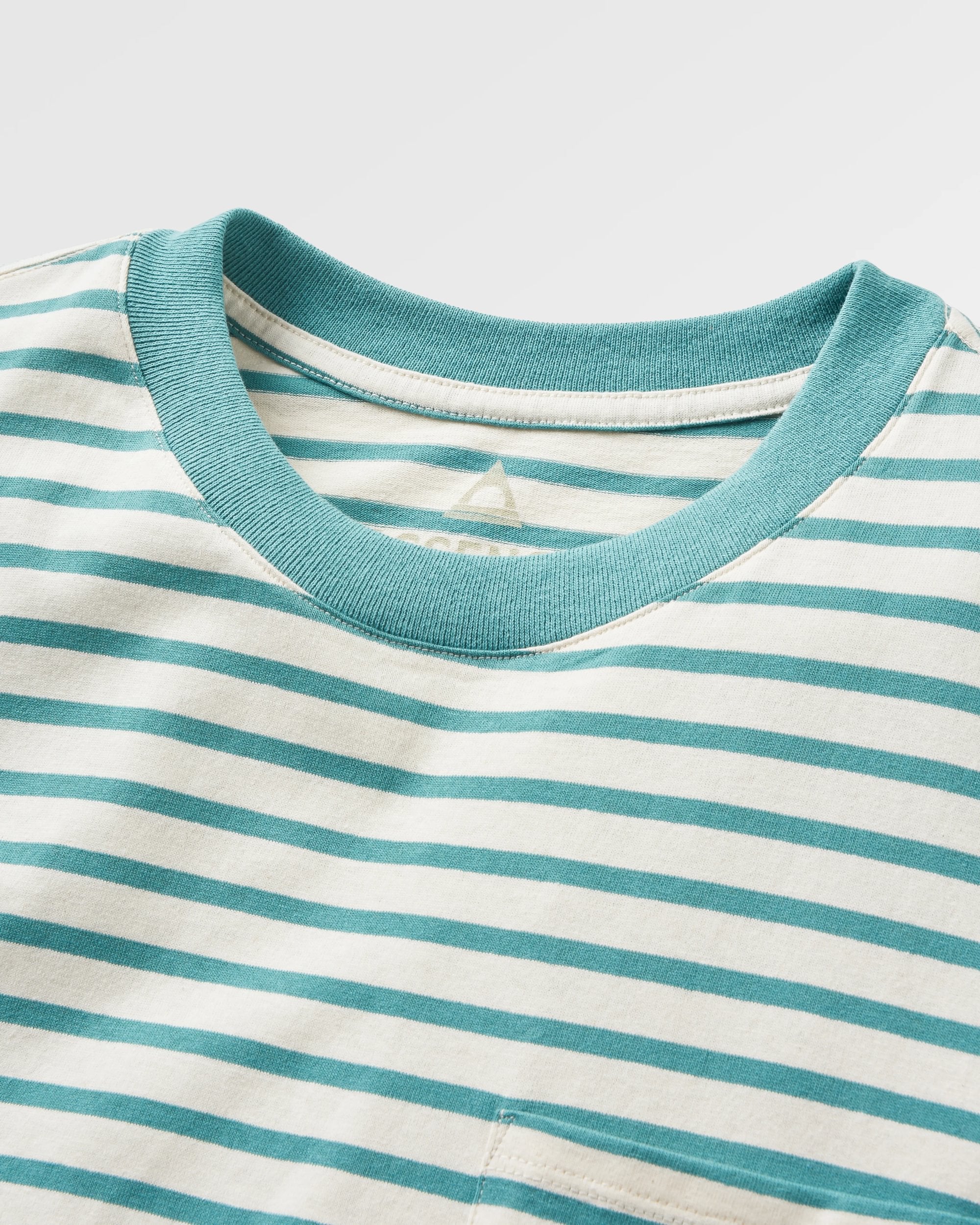 Zen Recycled Cotton Relaxed Fit T-Shirt - Deep Sea Stripe - Flatlay