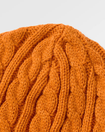 Fireside Recycled Cable Knit Beanie - Retro Orange - Flatlay