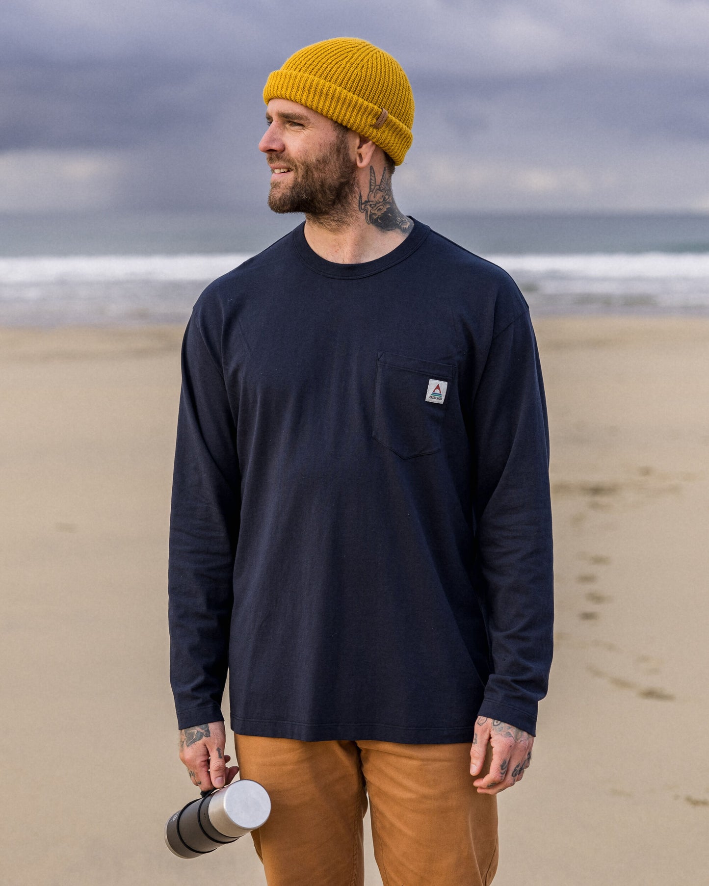 Heritage Recycled Cotton LS T-Shirt - Deep Navy